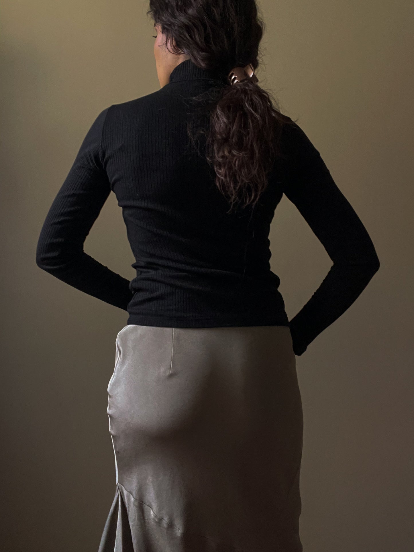 Preloved Designer Max Mara Taupe Silk Flamenco Skirt