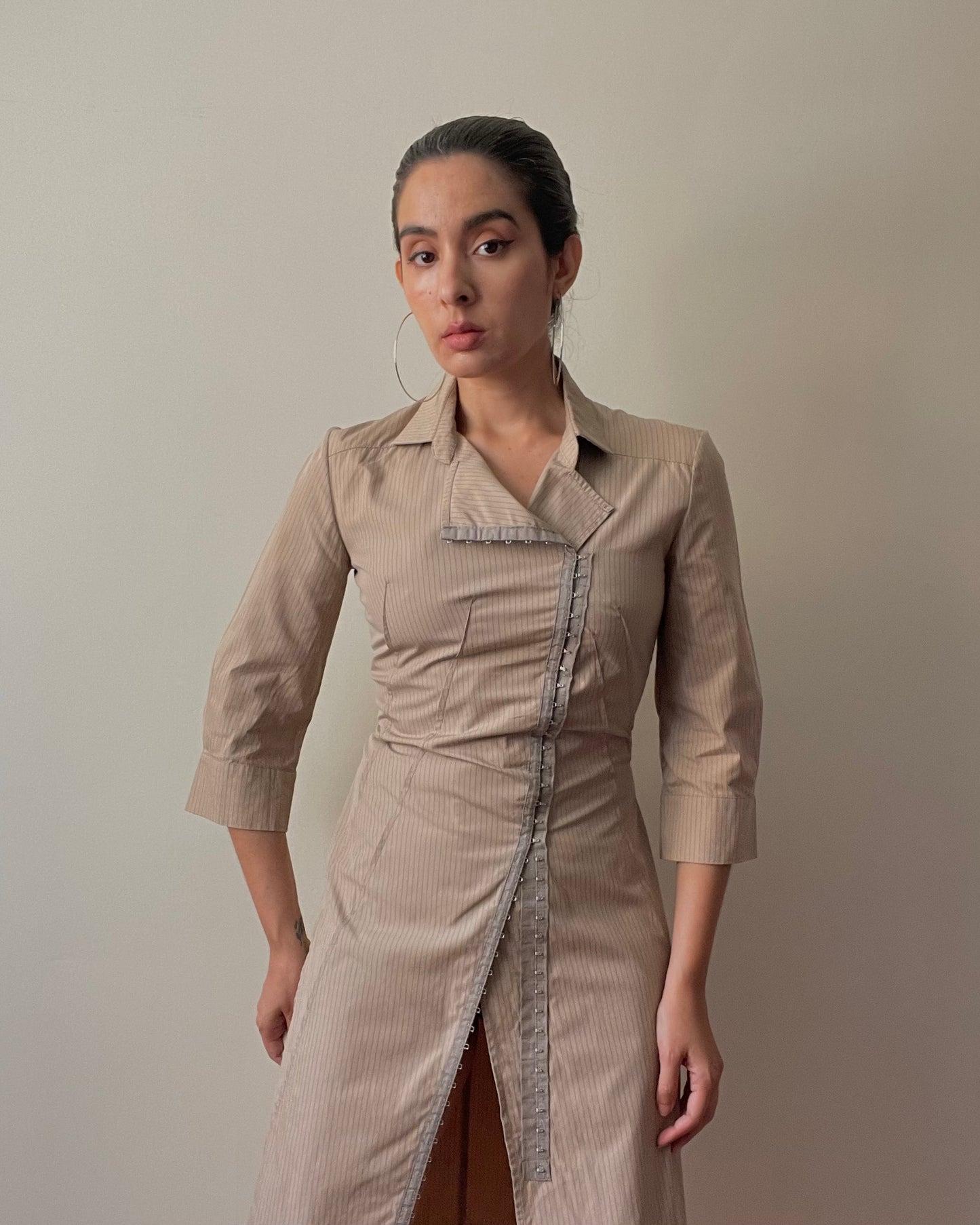 Vintage Designer Plein Brown Asymmetrical Cotton dress