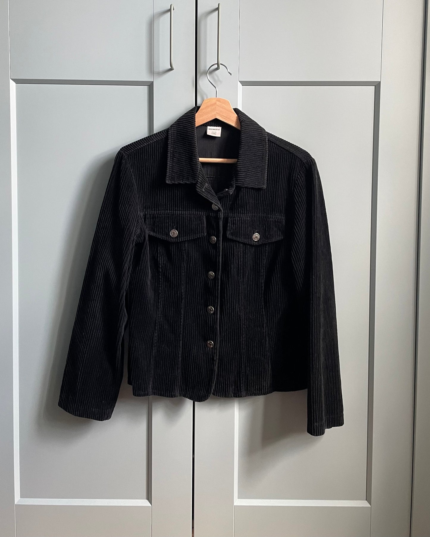 Vintage Black Cotton Corduroy Boxy Jacket