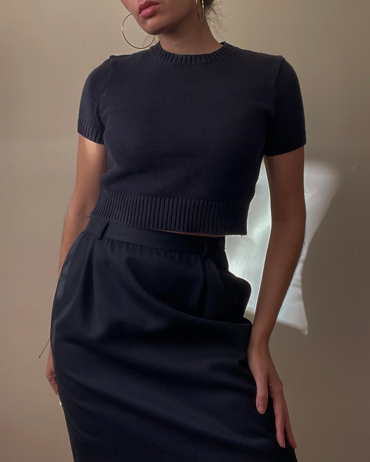 Preloved Brand American Apparel Black Knit Crop Top