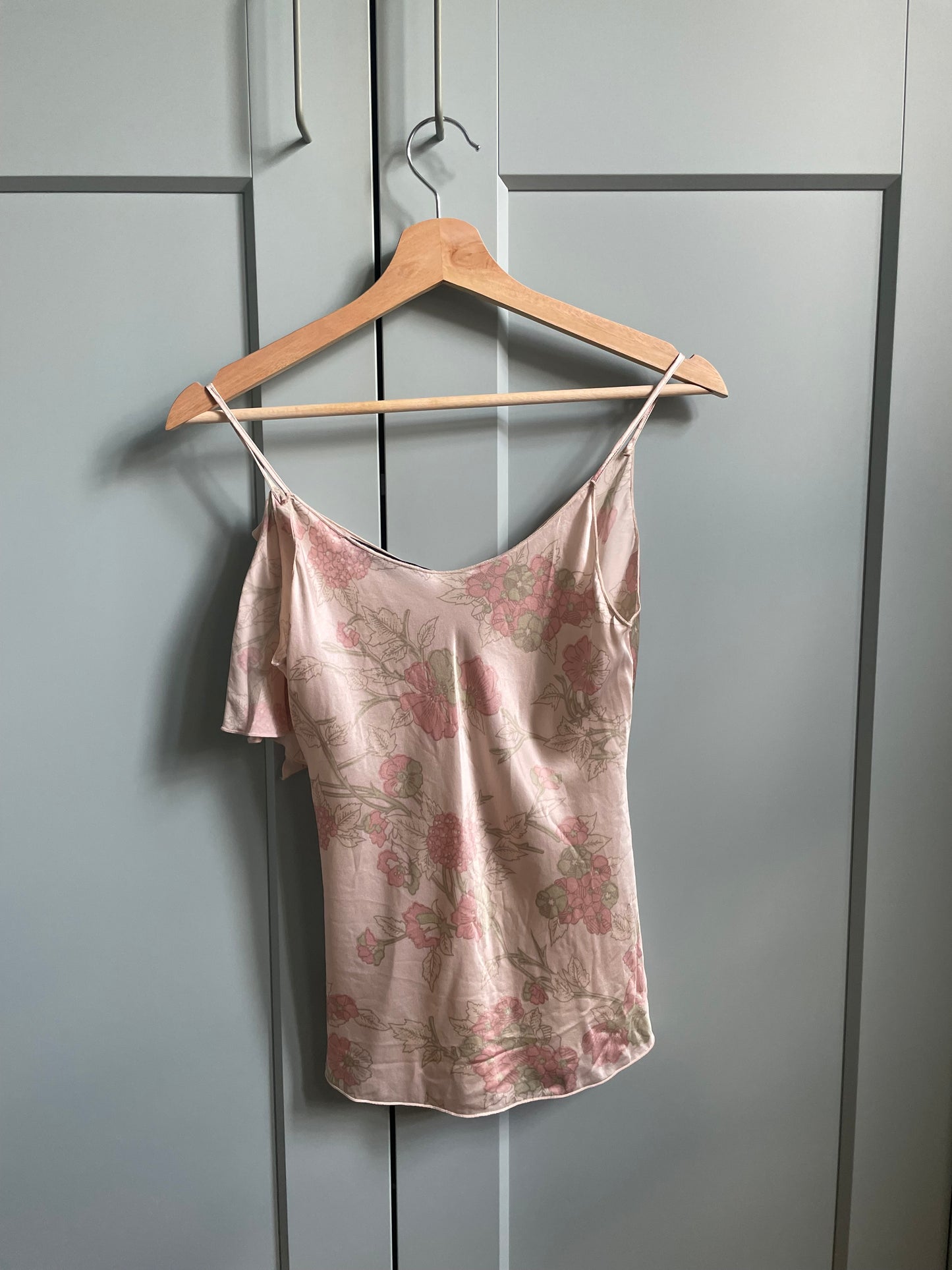 Vintage Designer Ungaro Pink Silk Floral Print Cami