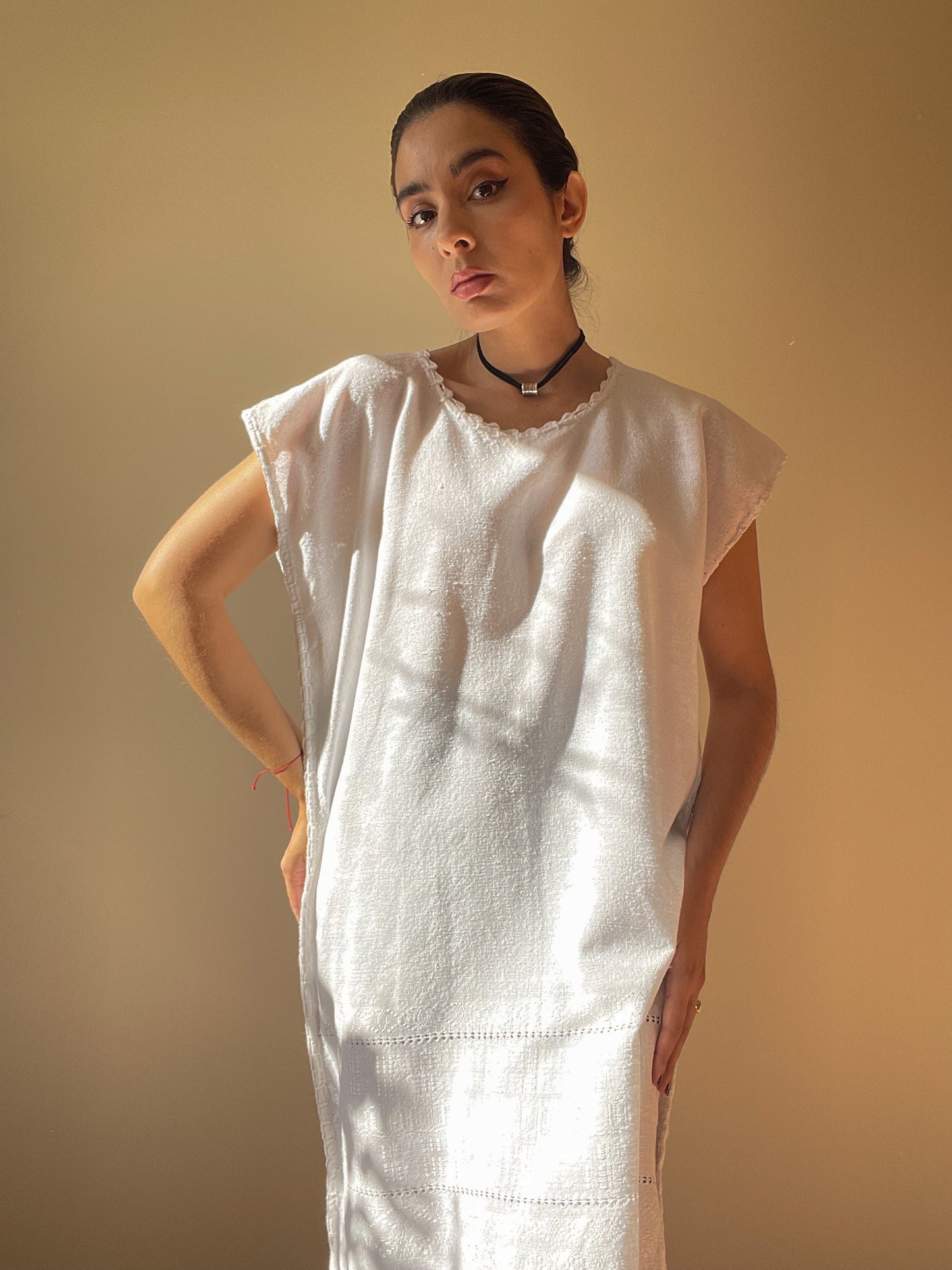 Handmade Midsummer Embroidered White Cotton Dress