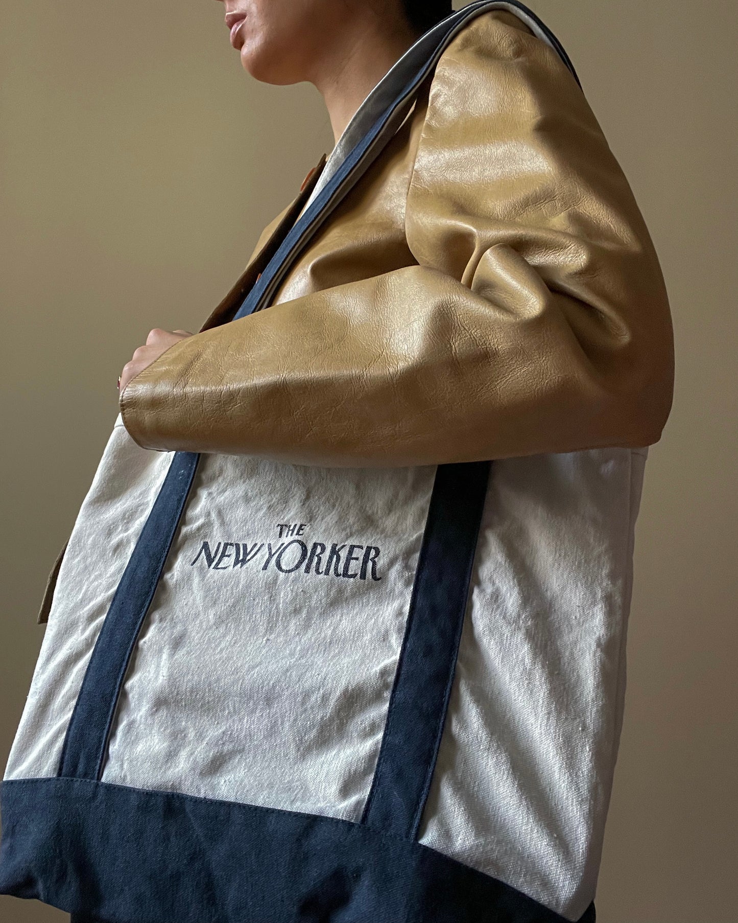 Vintage Blue New Yorker Canvas Cotton Tote Bag