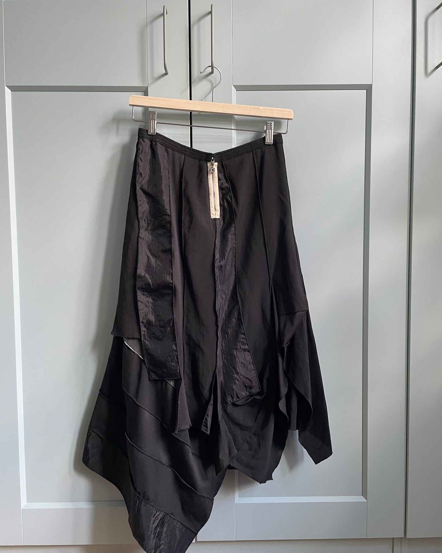 Vintage Designer Marithé + François Girbaud Black Wool Panel Skirt