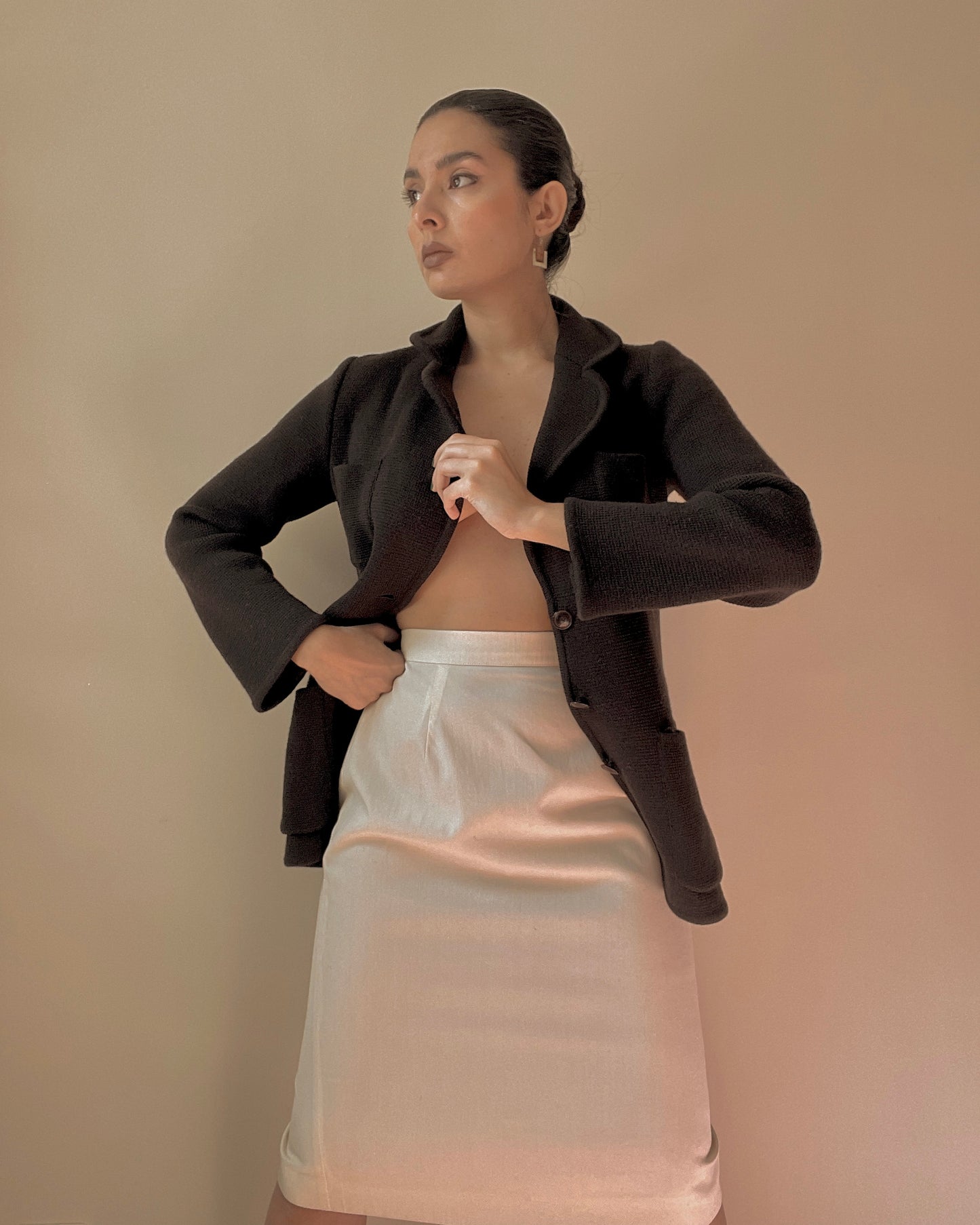 Vintage Designer Missoni Cream Wool Blend Skirt