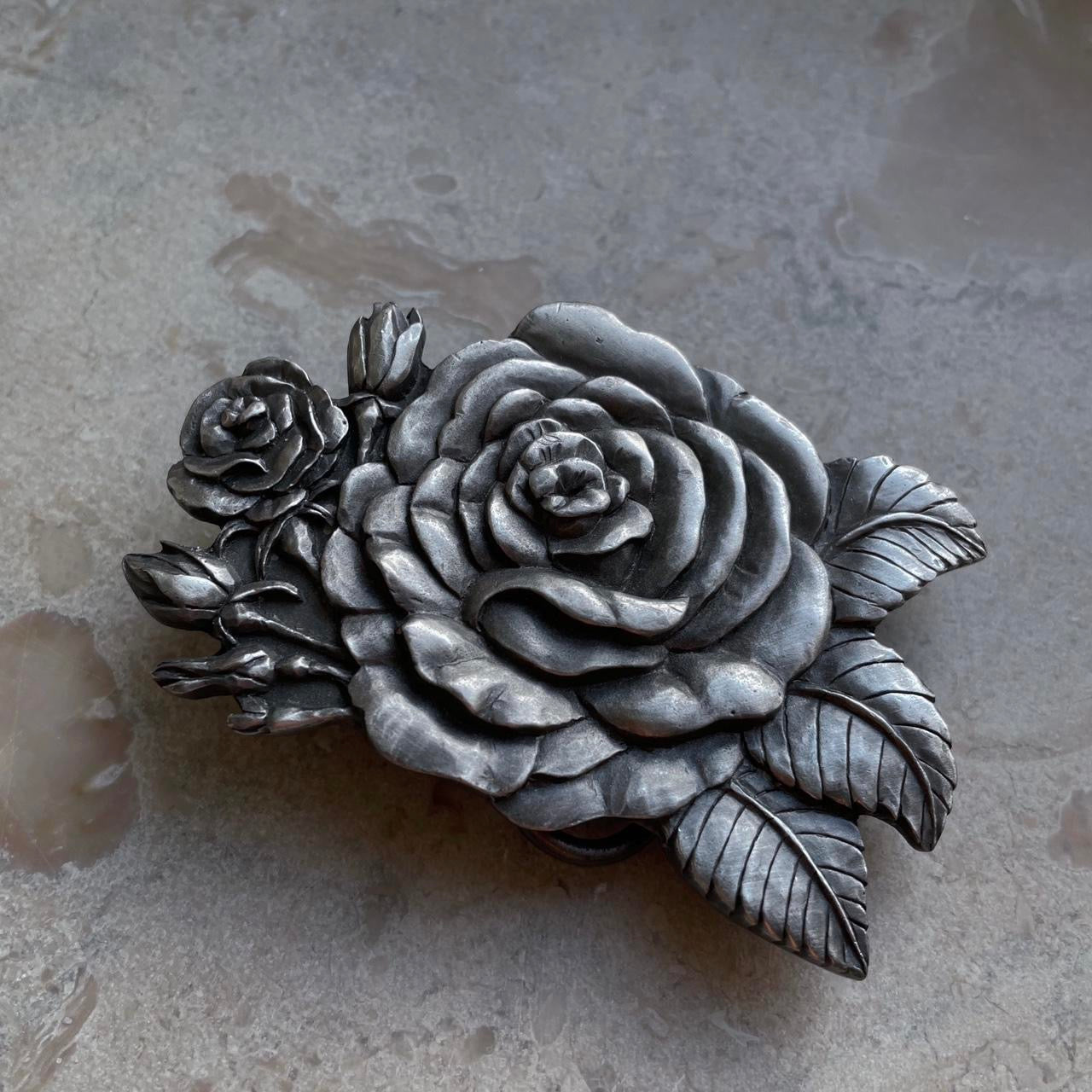 Vintage Rose Metal Belt Buckle