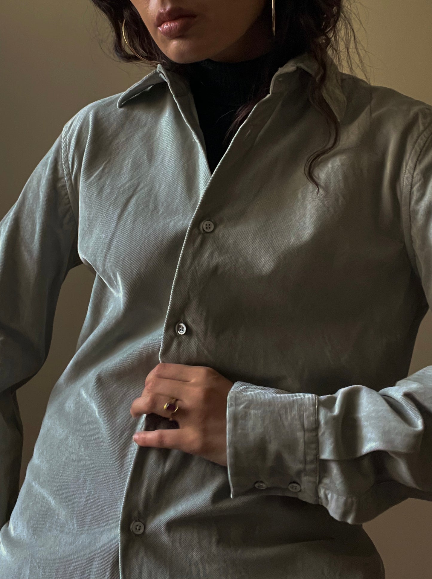 Vintage Designer Jil Sander Green Corduroy Top