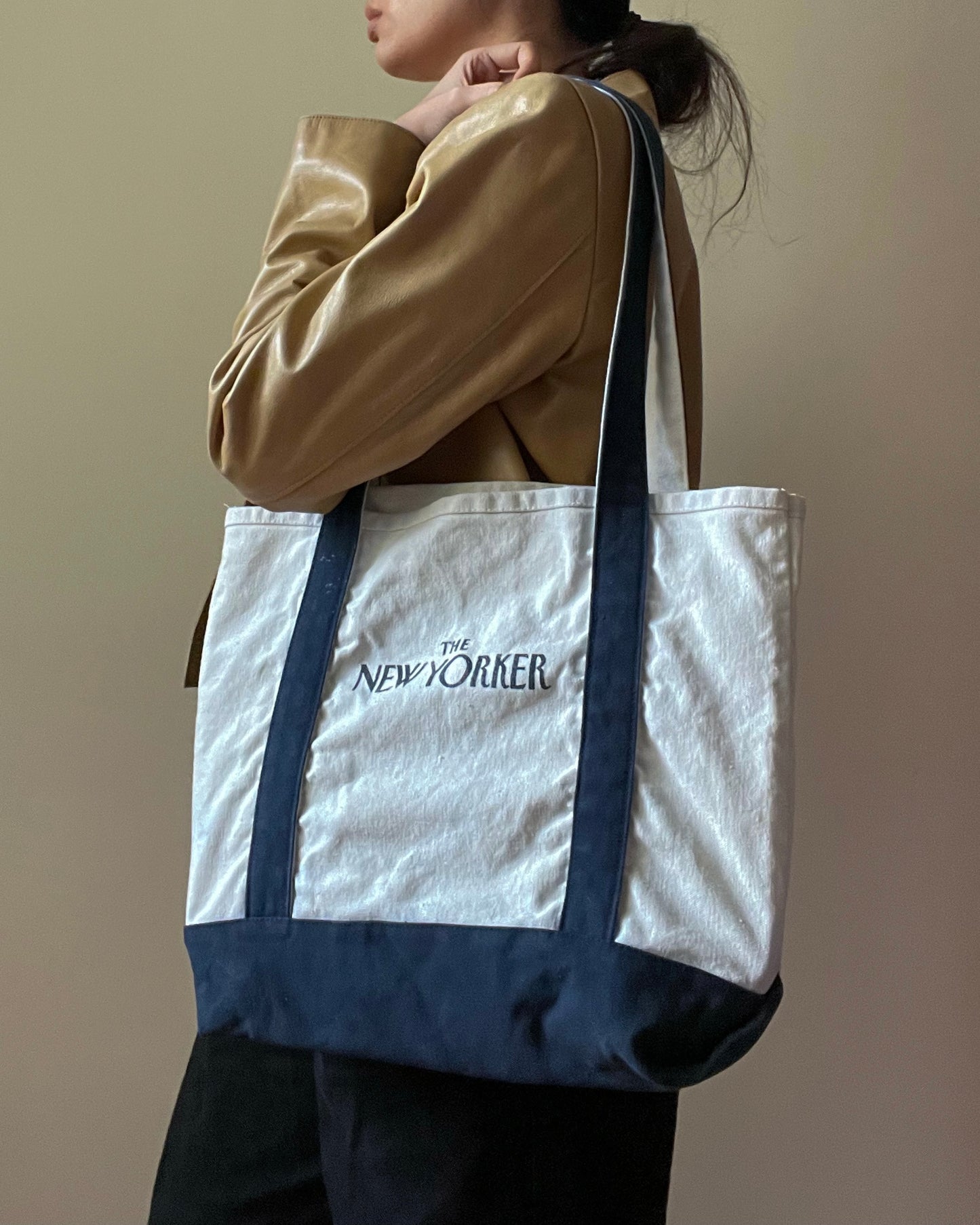 Vintage Blue New Yorker Canvas Cotton Tote Bag