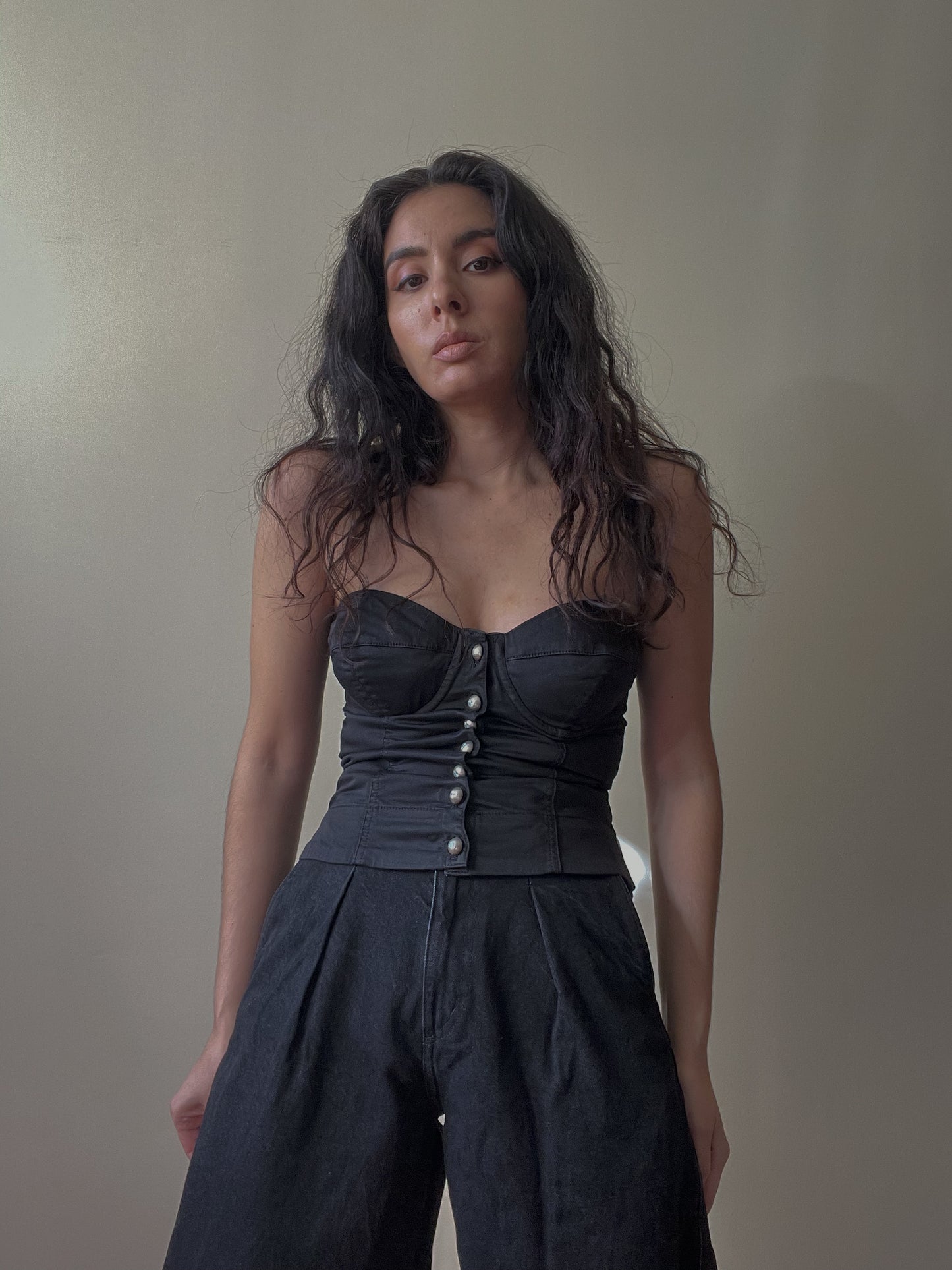 Vintage Designer Miss Sixty Collection Black Cotton Corset
