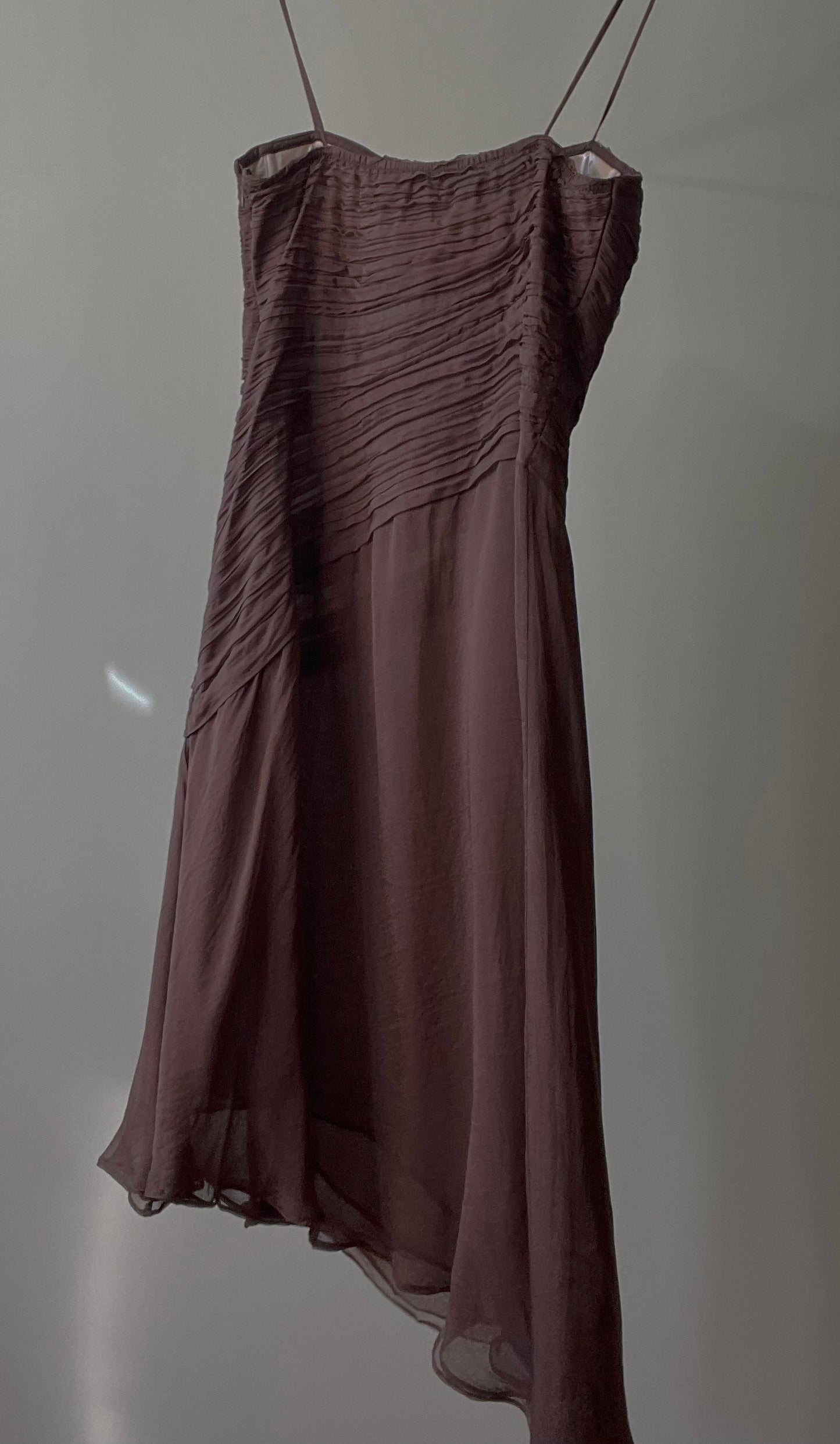 Vintage Designer La Perla Silk Chocolate Asymmetric Hem Dress