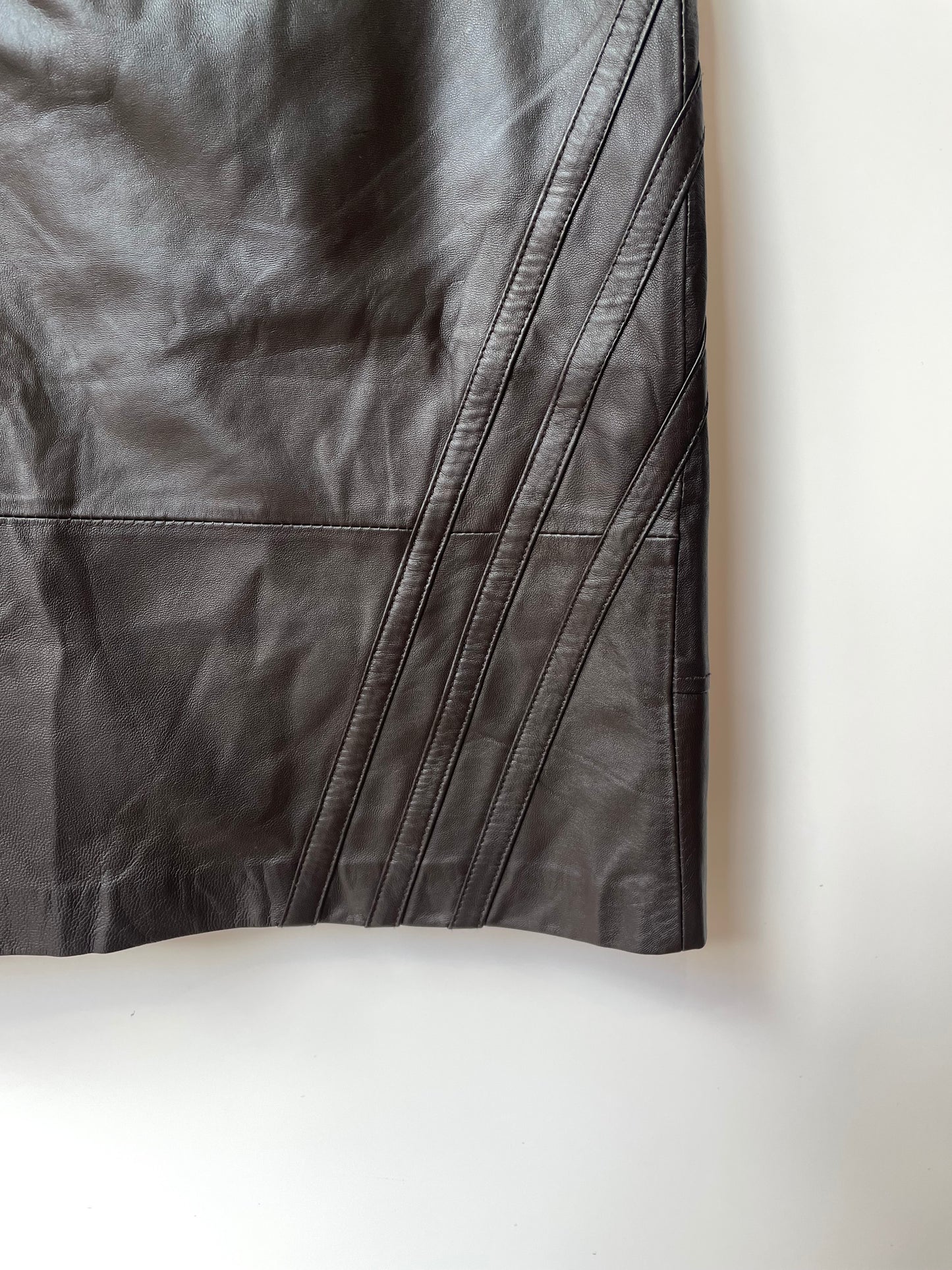 Vintage Chocolate Brown Leather Mini Skirt