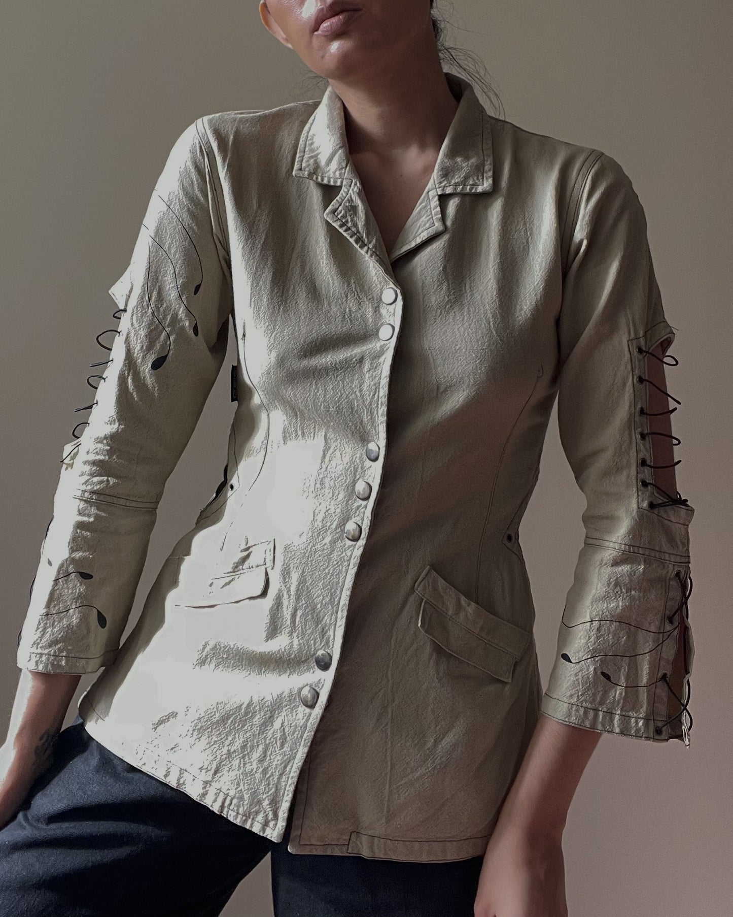Vintage Finnish Brand Kiko Linen Blend Cutout Top