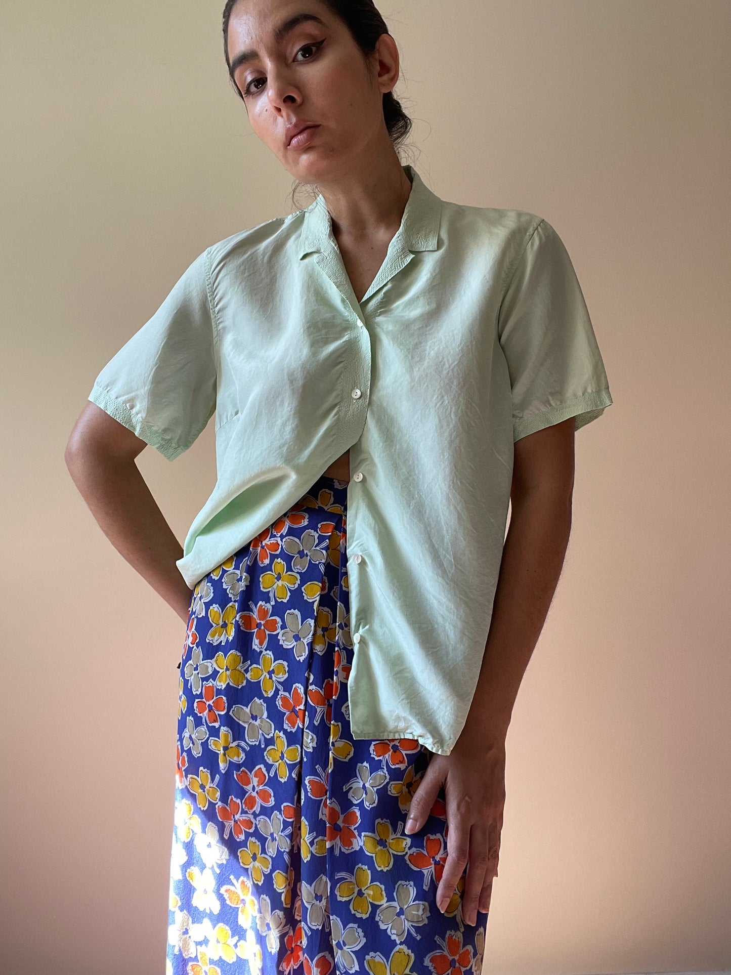 Vintage Floral Silk Skirt