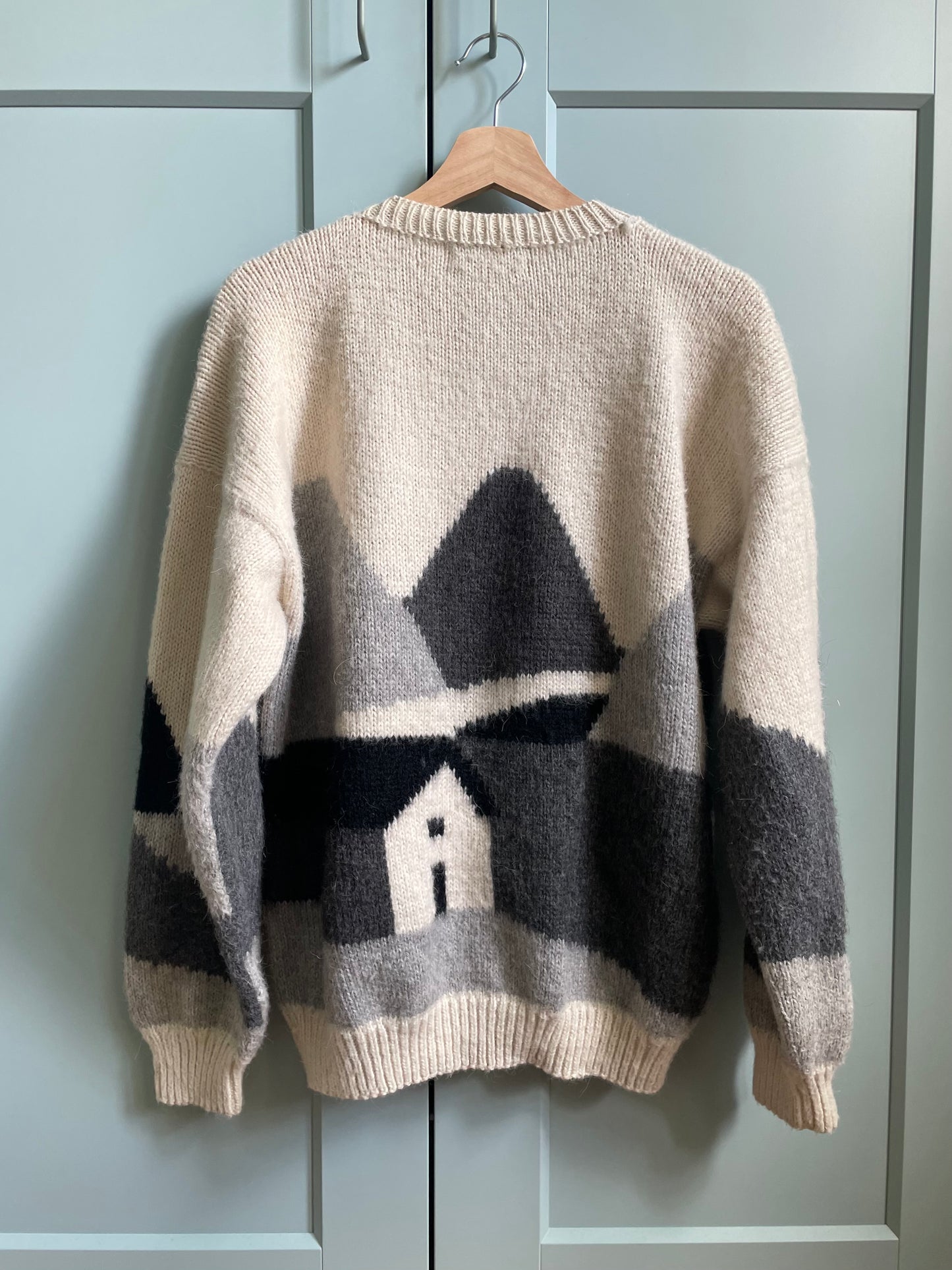 Vintage Peruvian Alpaca Scenic Knit Cardigan