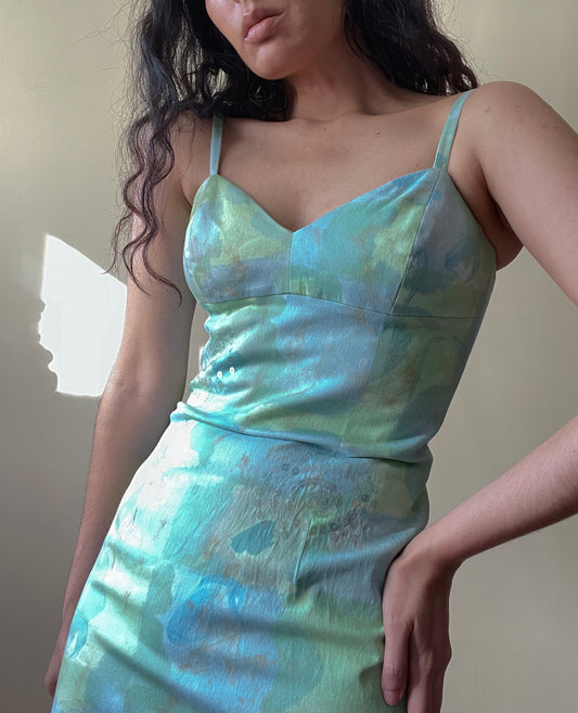 Vintage Designer Turquoise Gianfranco Ferré Studio Cocktail Dress