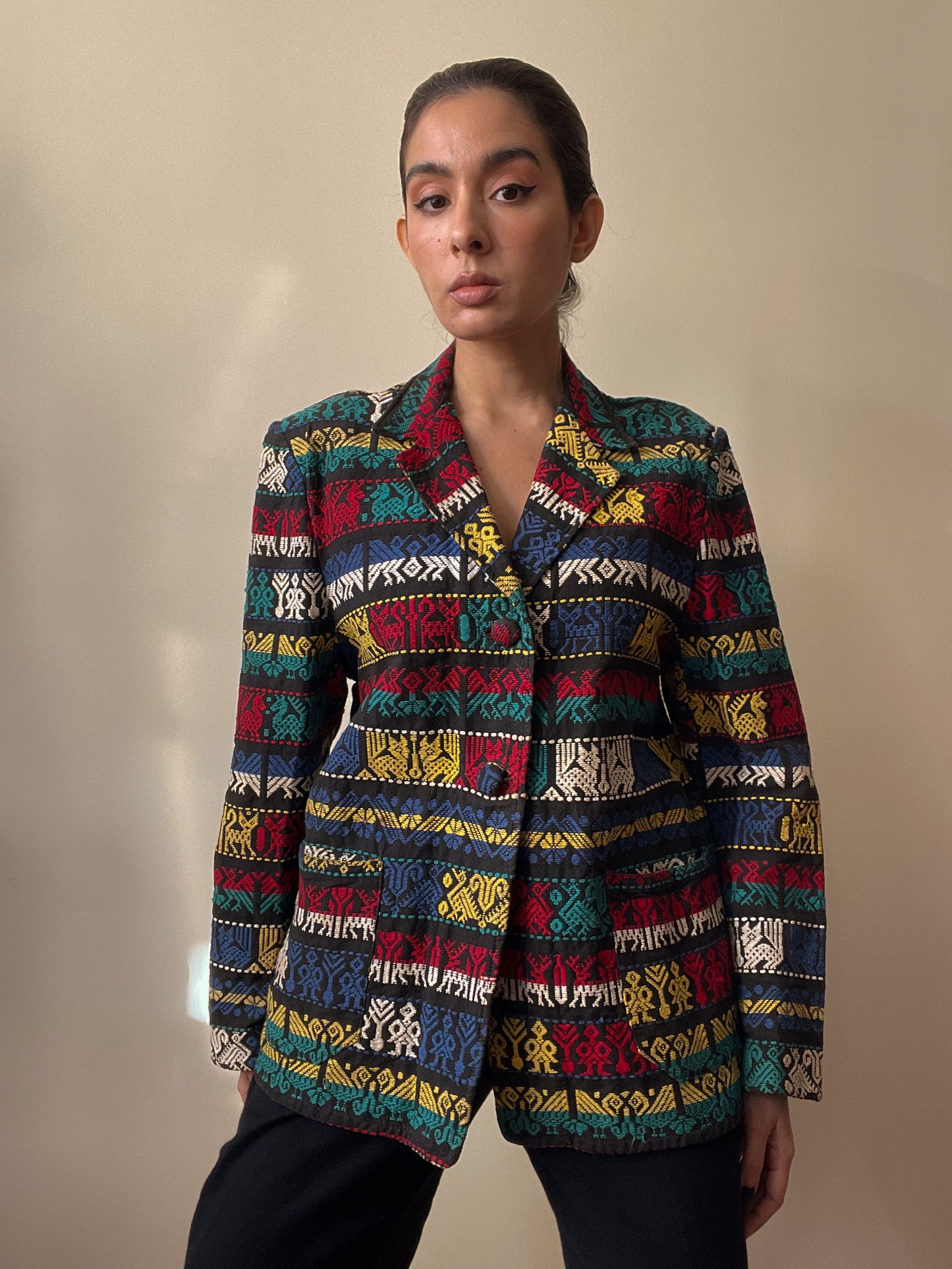 Vintage Jacquard Woven Blazer