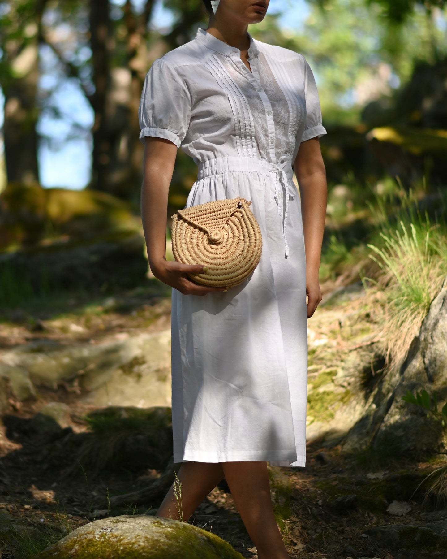 Vintage Straw Round Crossbody