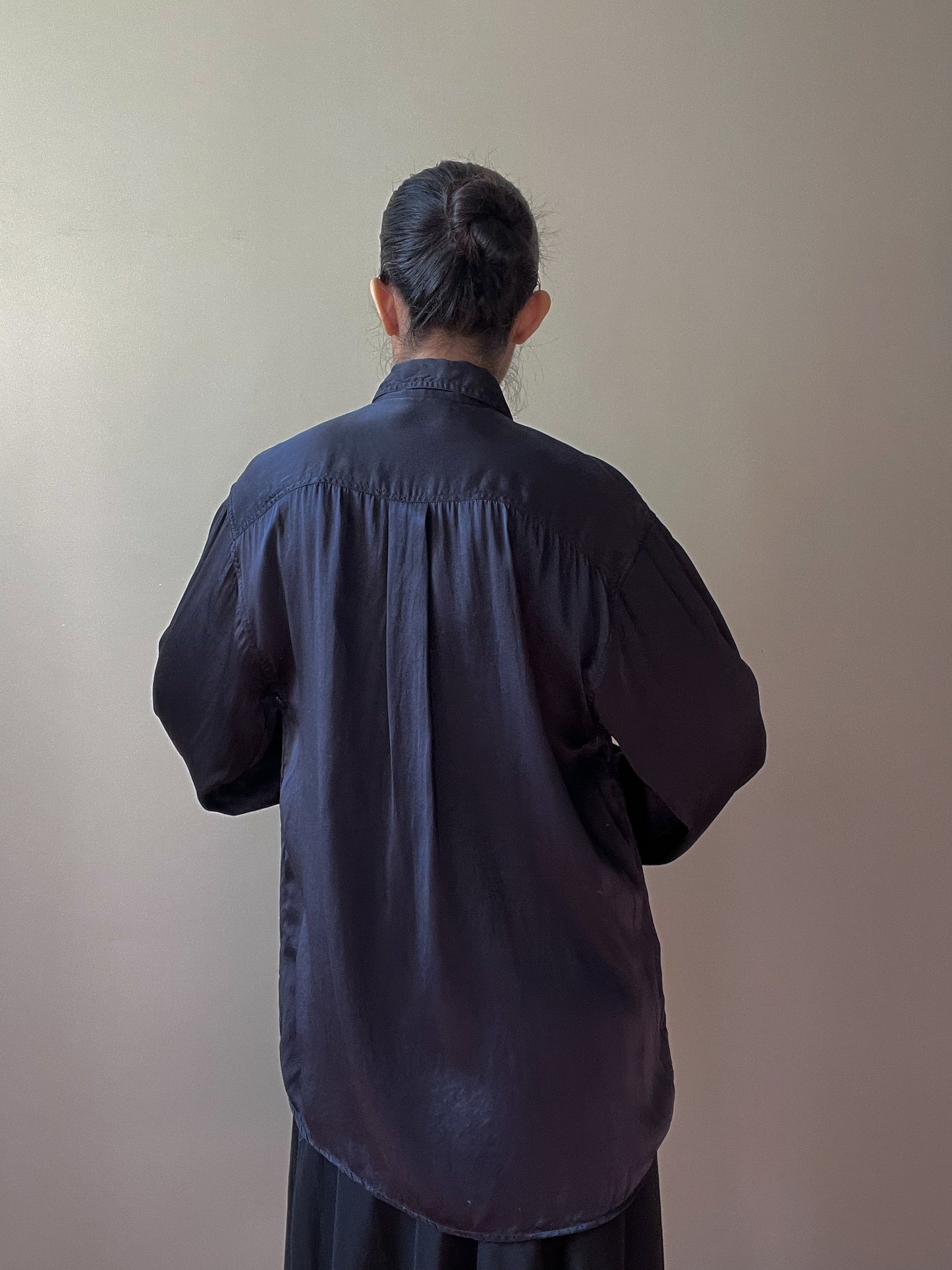 Vintage Black Silk Satin Shirt