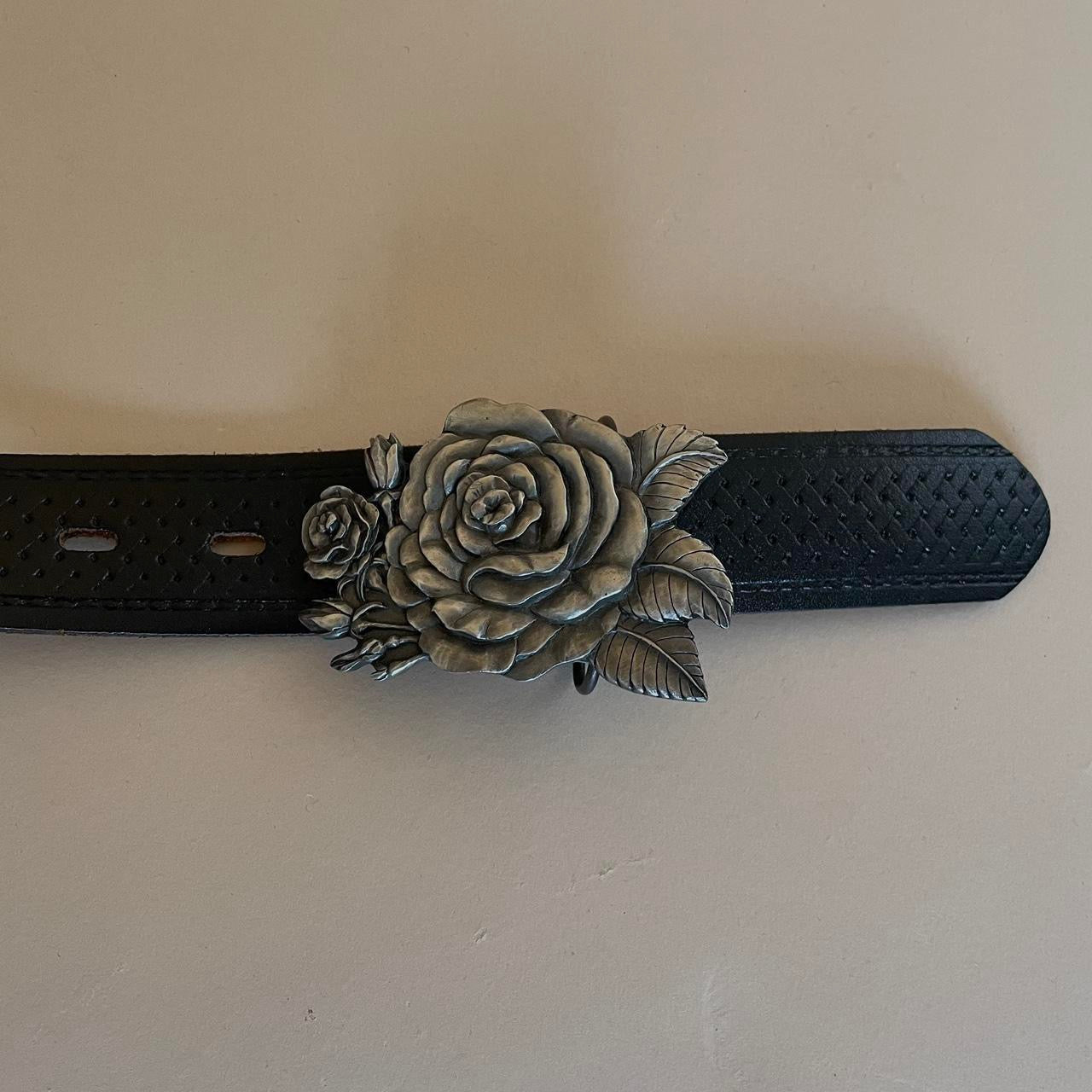 Vintage Rose Metal Belt Buckle