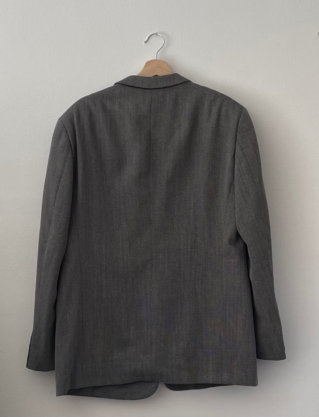 Vintage Oversized Light Grey Wool Silk Armani Blazer