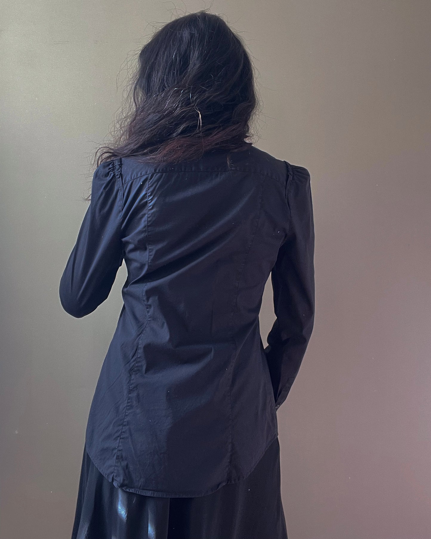 Vintage Designer Burberry Brit Black Cotton Feminine Shirt