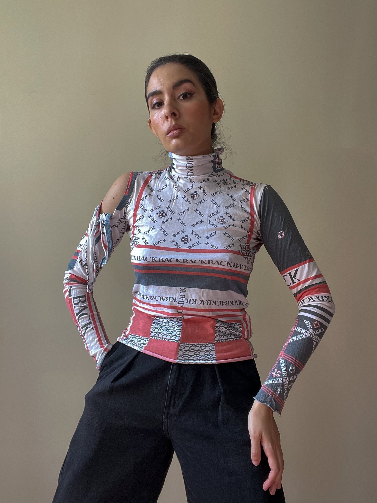 Vintage Designer Back By Ann-Sofie Back Multi Turtleneck Knit