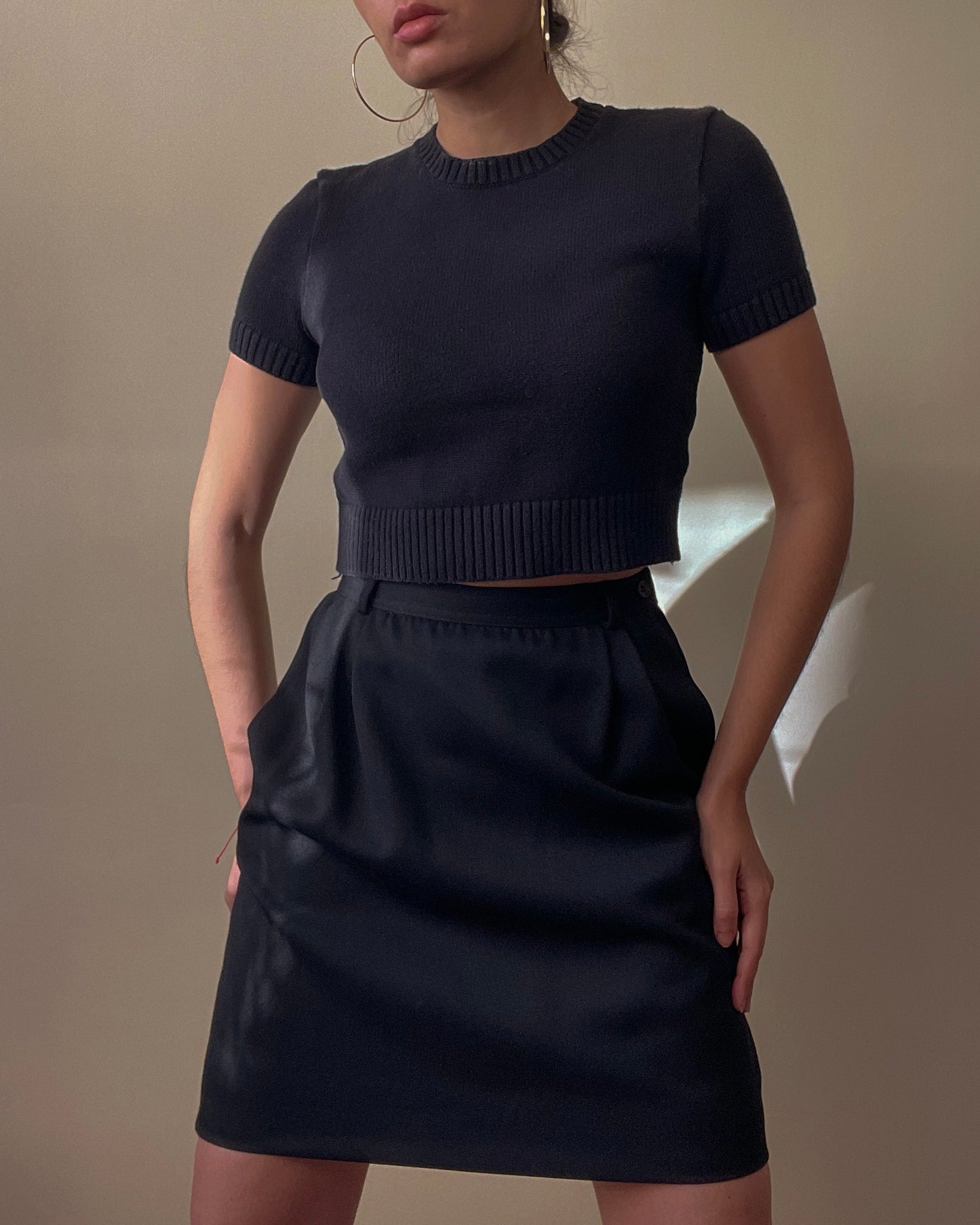 Vintage Designer Valentino Studio Black Wool Skirt