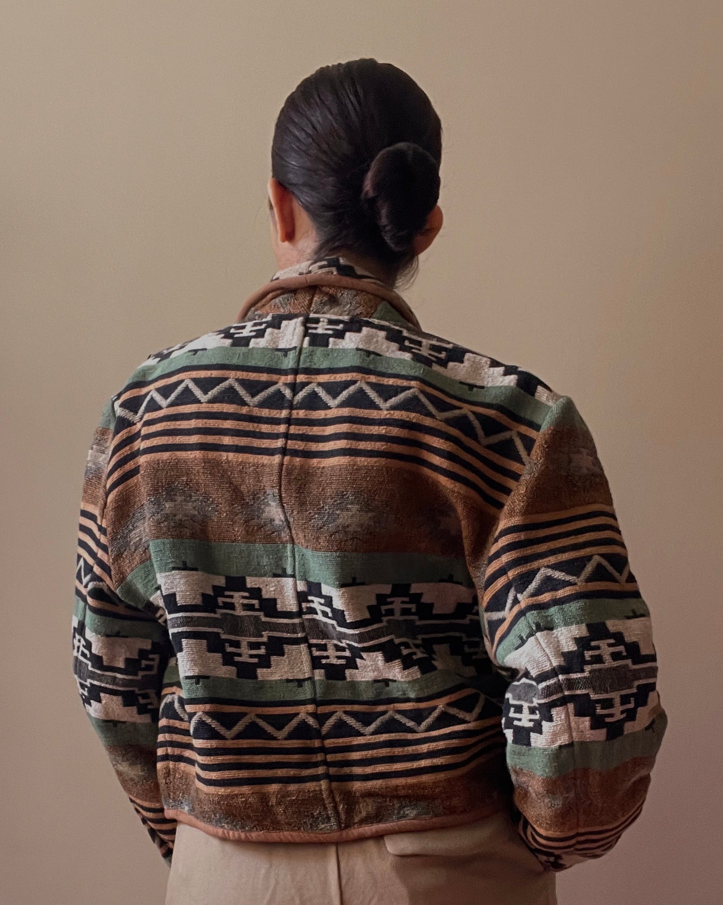 Vintage Western Style Jacquard Cotton Blazer