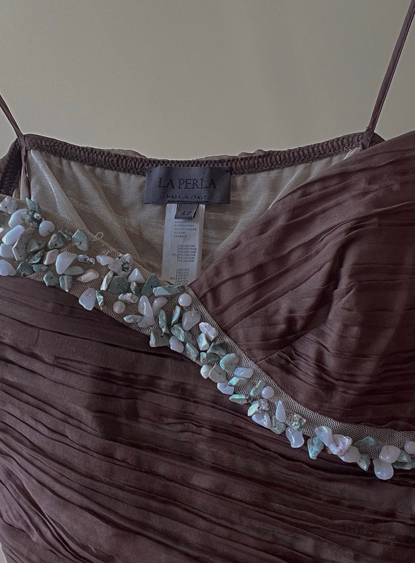 Vintage Designer La Perla Silk Chocolate Asymmetric Hem Dress