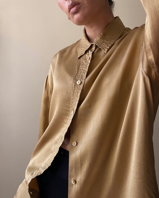 VINTAGE GOLD SILK BLOUSE