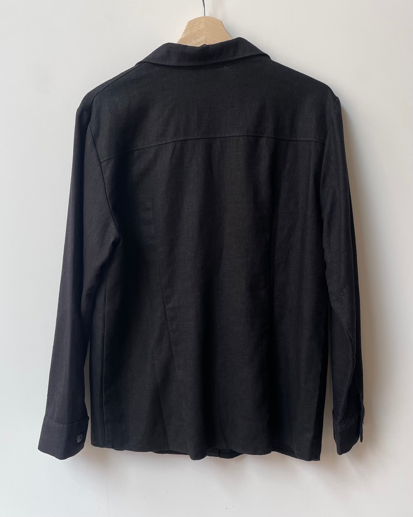 Vintage Black Boxy Linen Shirt