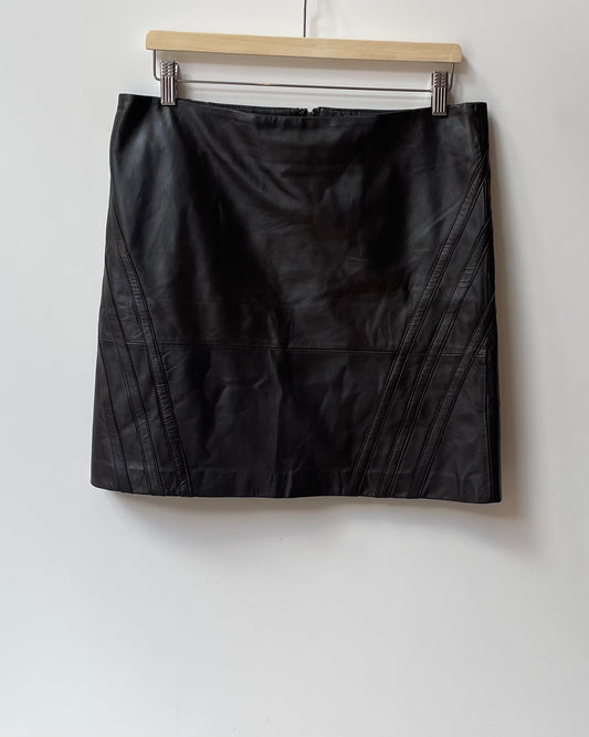 Vintage Chocolate Brown Leather Mini Skirt