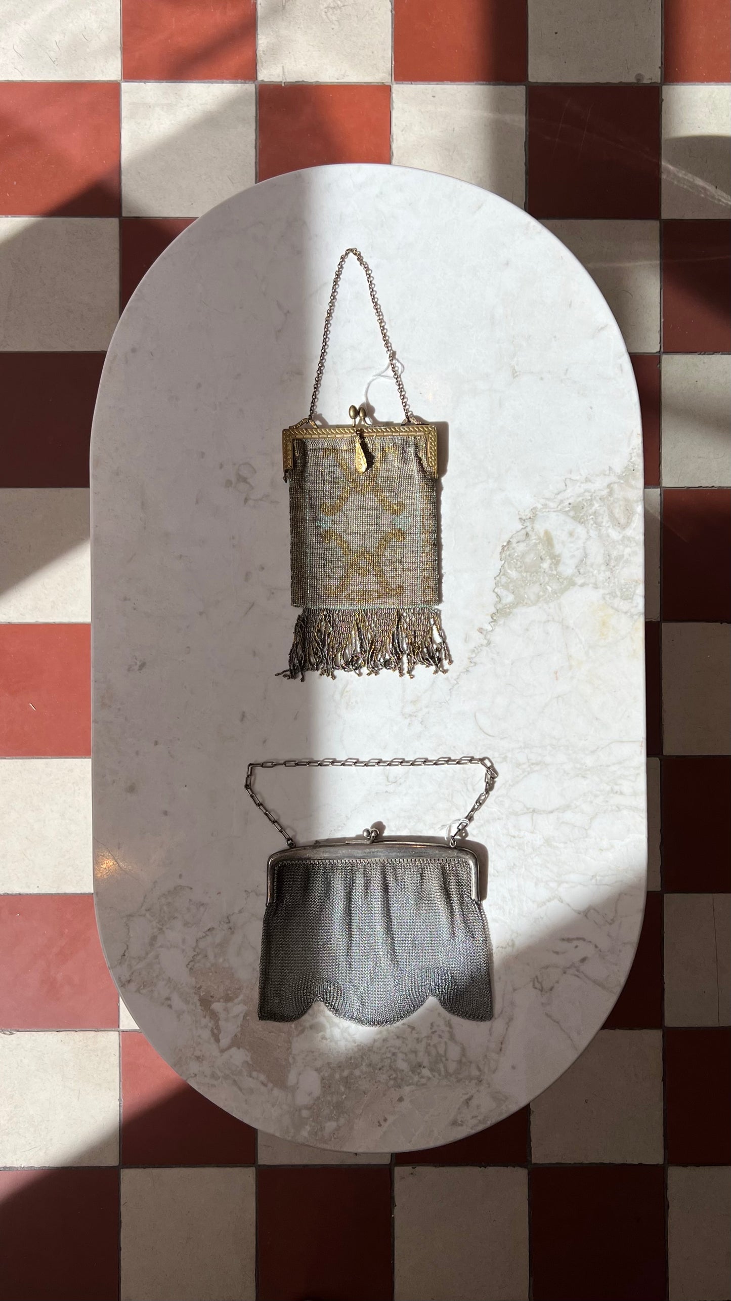 Antique Metal Beaded Evening Bag