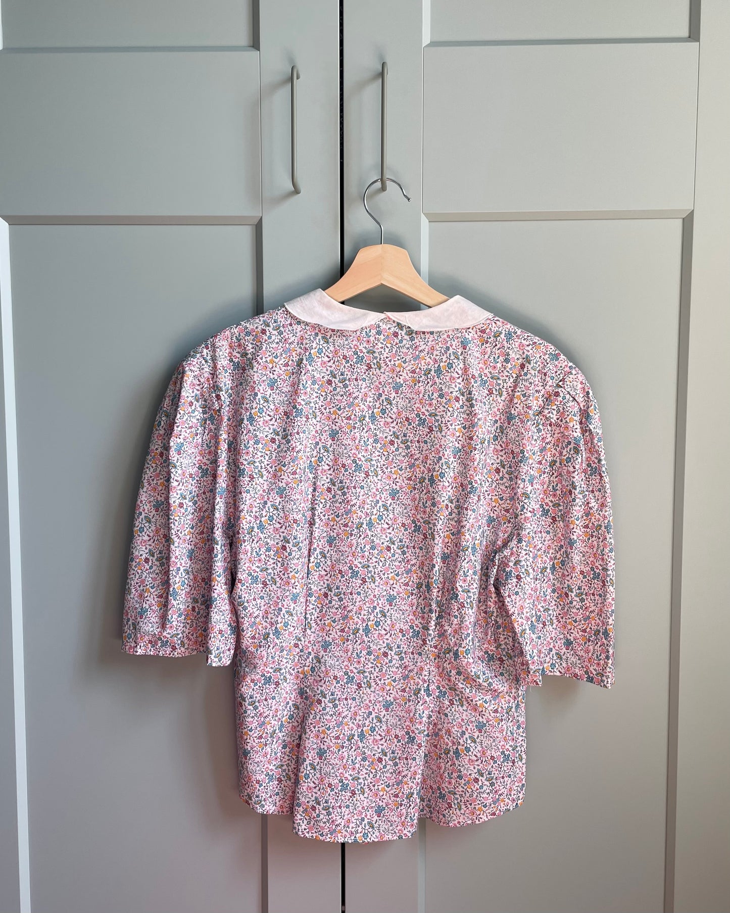 Vintage Floral Puff Sleeve Cotton Blouse