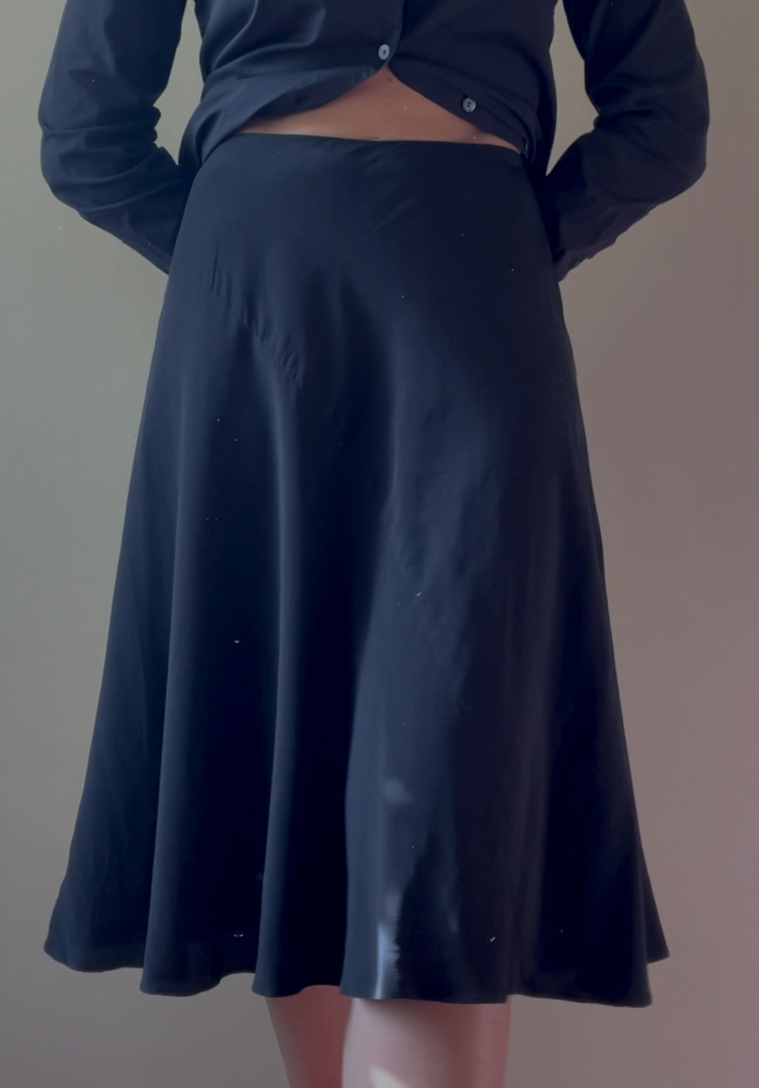 Vintage Designer Comptoir Des Cotonniers Black Bias Silk Skirt