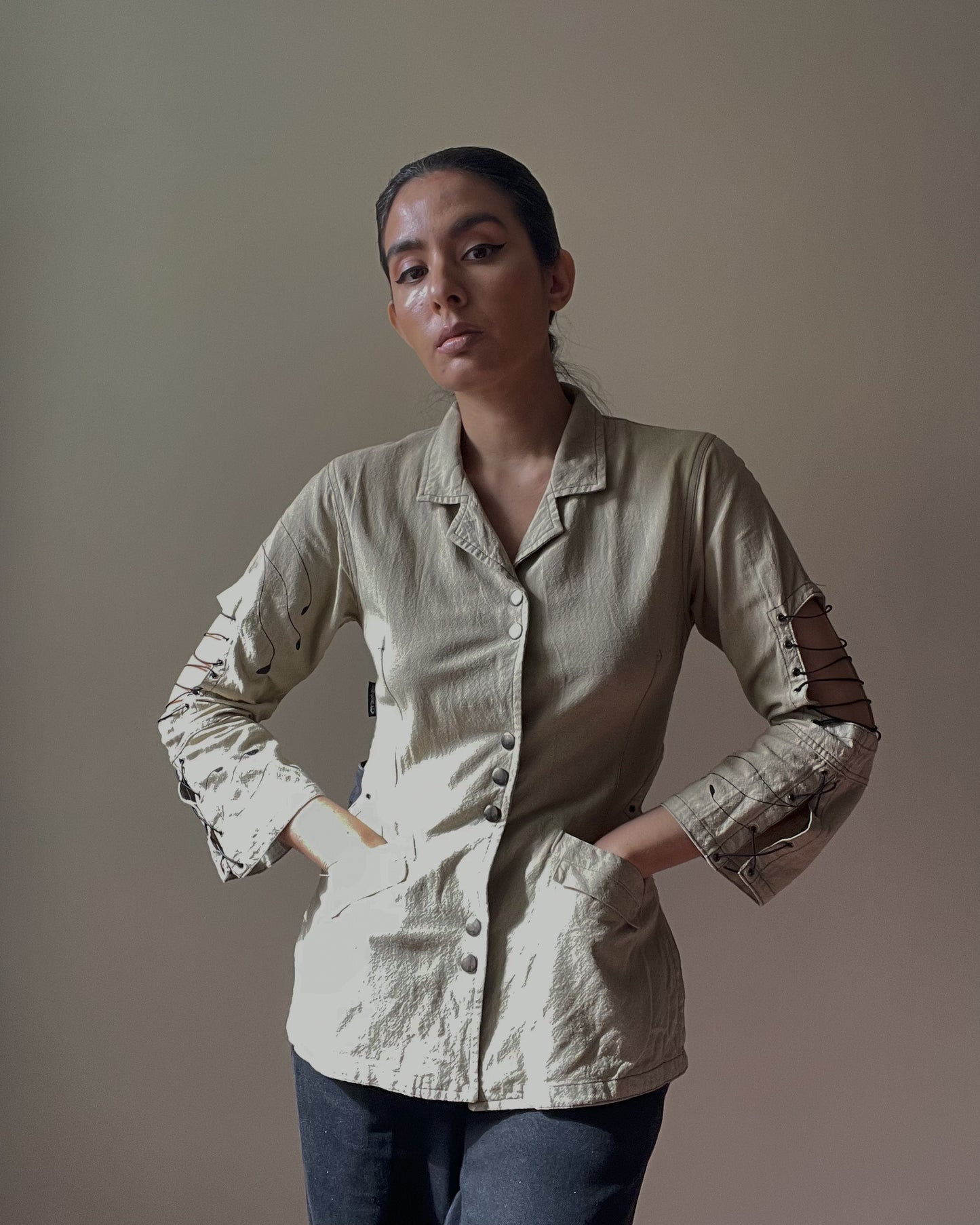 Vintage Finnish Brand Kiko Linen Blend Cutout Top