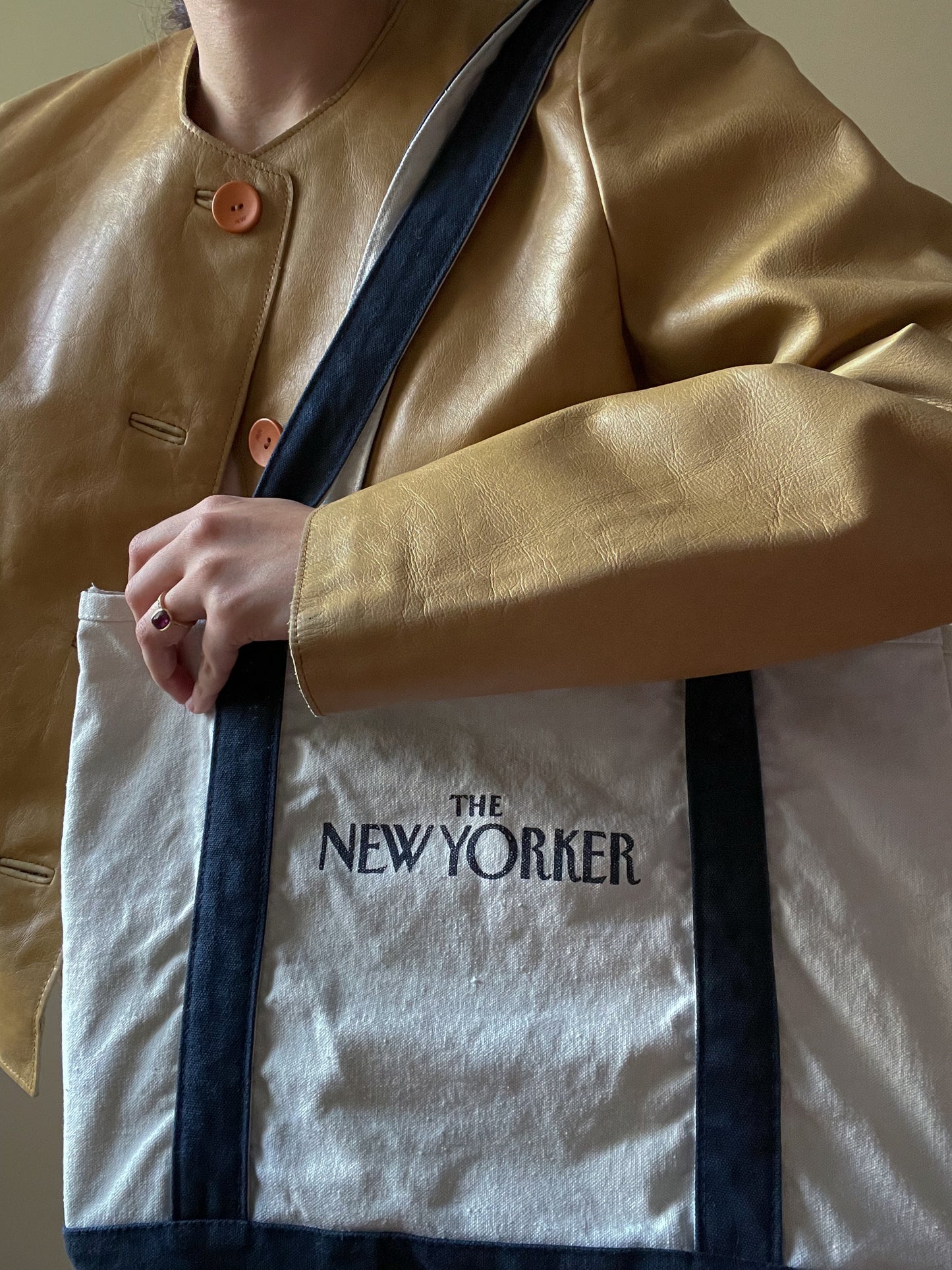 Vintage Blue New Yorker Canvas Cotton Tote Bag