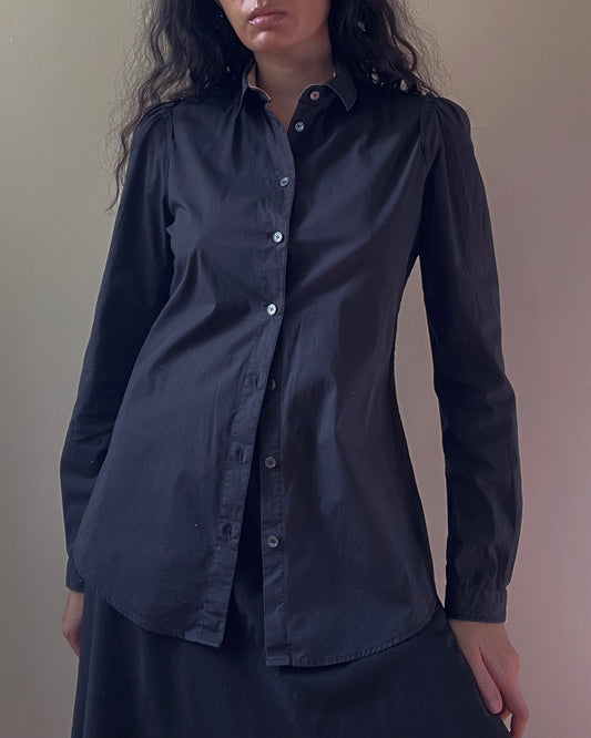 Vintage Designer Burberry Brit Black Cotton Feminine Shirt