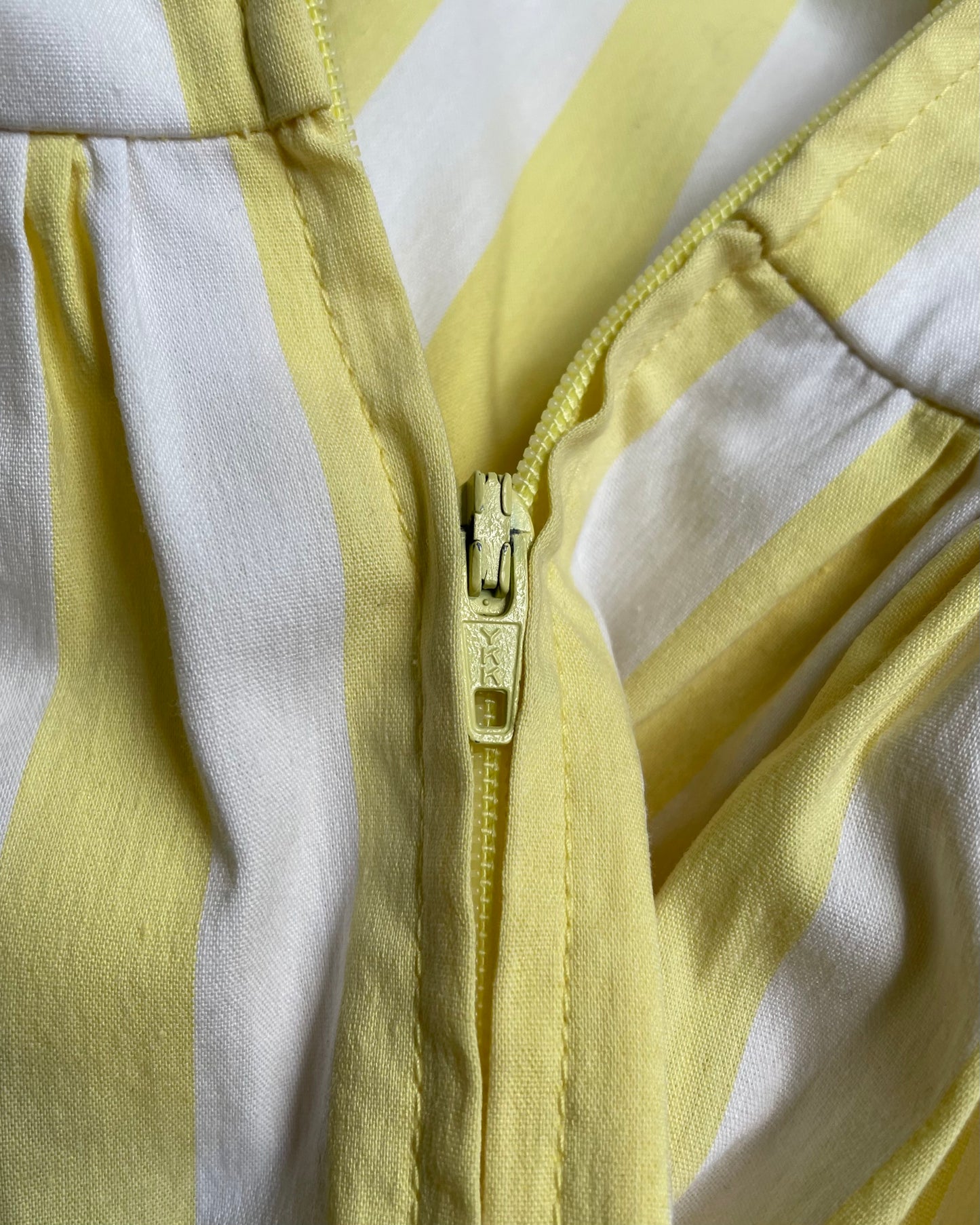Vintage Butter Yellow Stripe Midsummer Cotton Dress