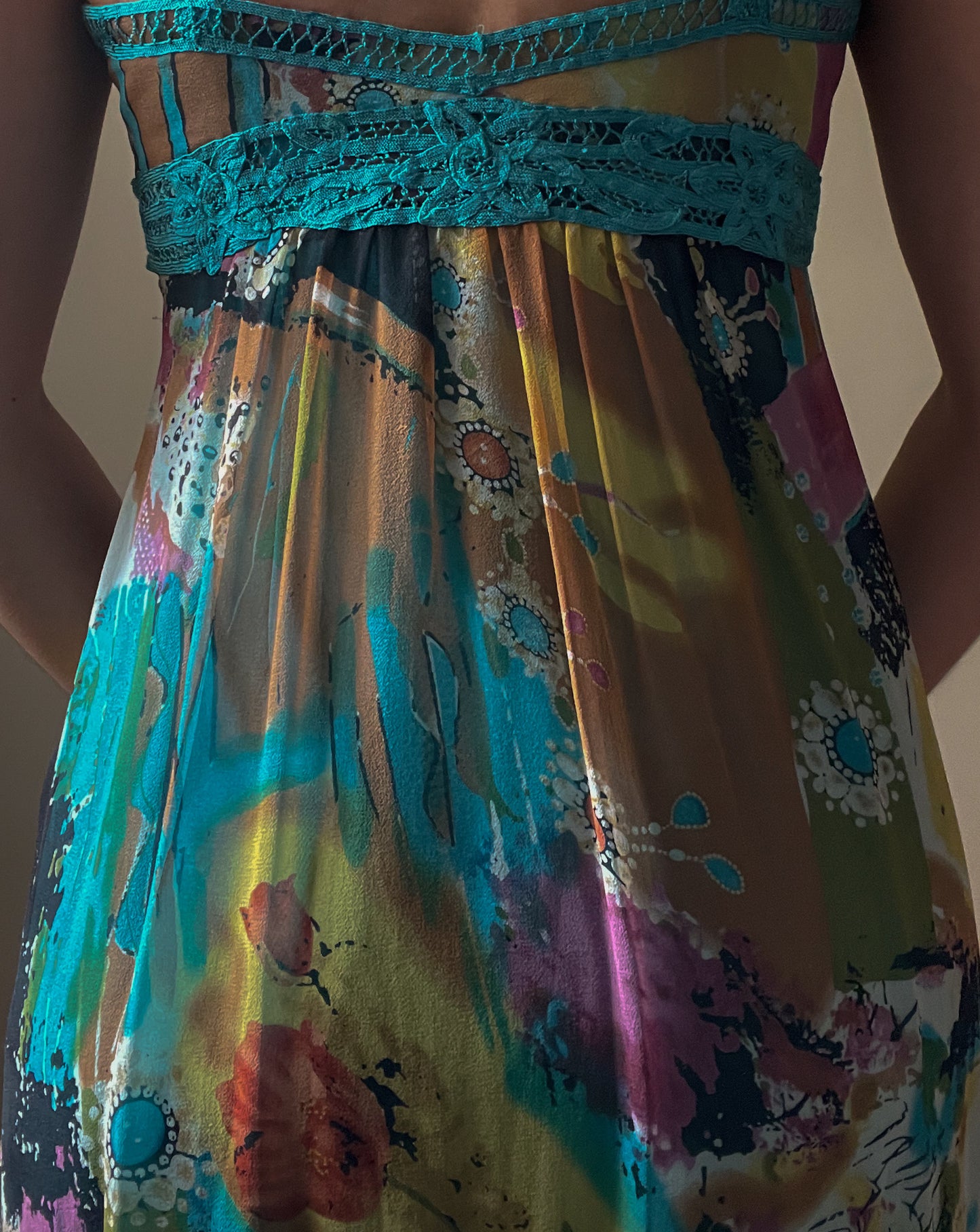 Vintage Designer Sue Wong Silk Print Dress