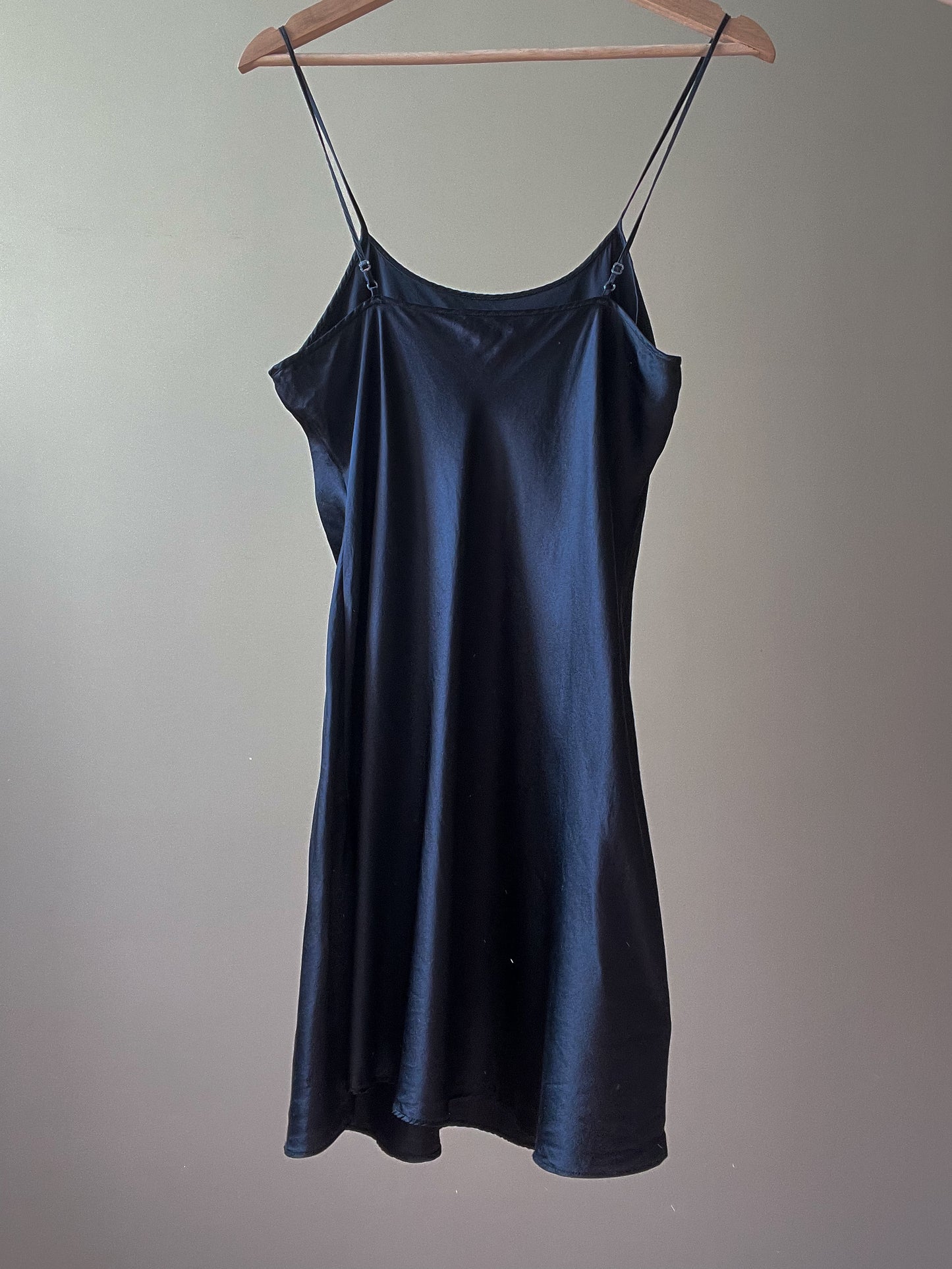 Vintage Black Silk Slip Dress