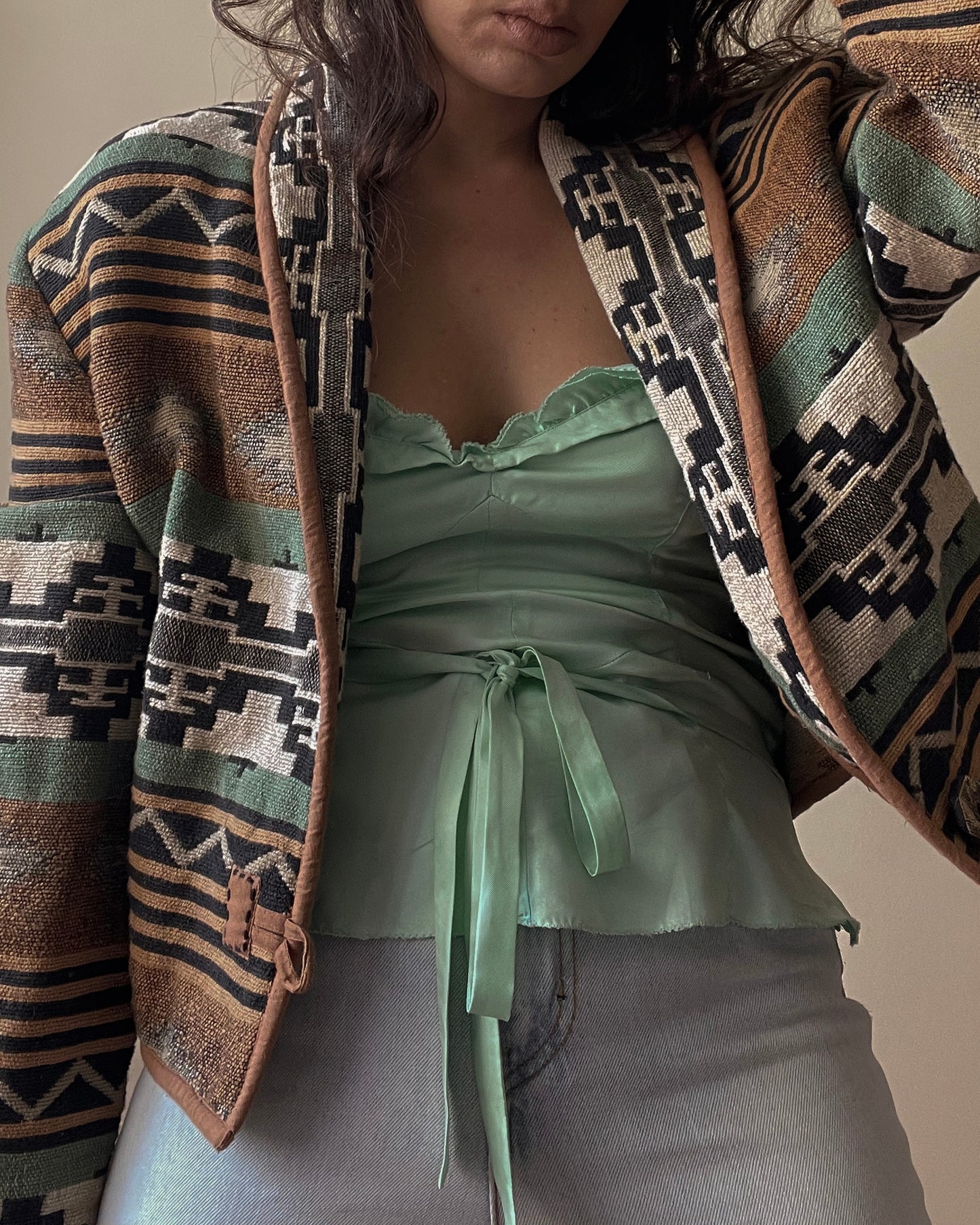 Vintage Western Style Jacquard Cotton Blazer