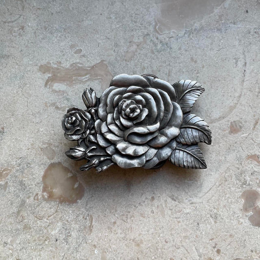 Vintage Rose Metal Belt Buckle