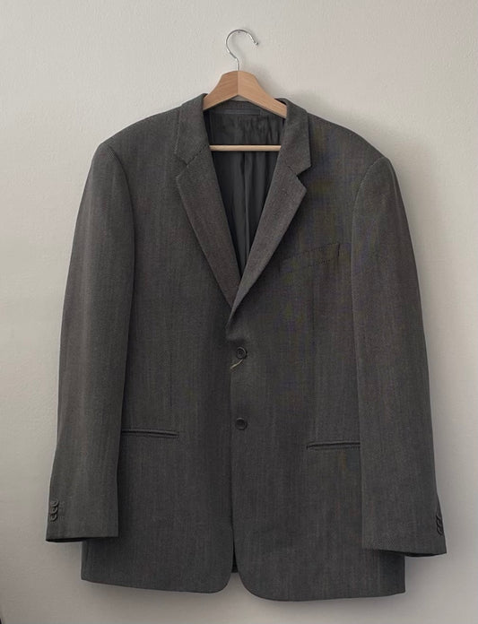 Vintage Oversized Light Grey Wool Silk Armani Blazer