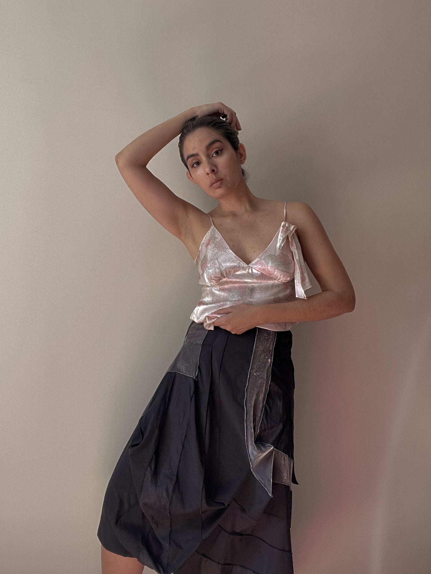 Vintage Designer Ungaro Pink Silk Floral Print Cami