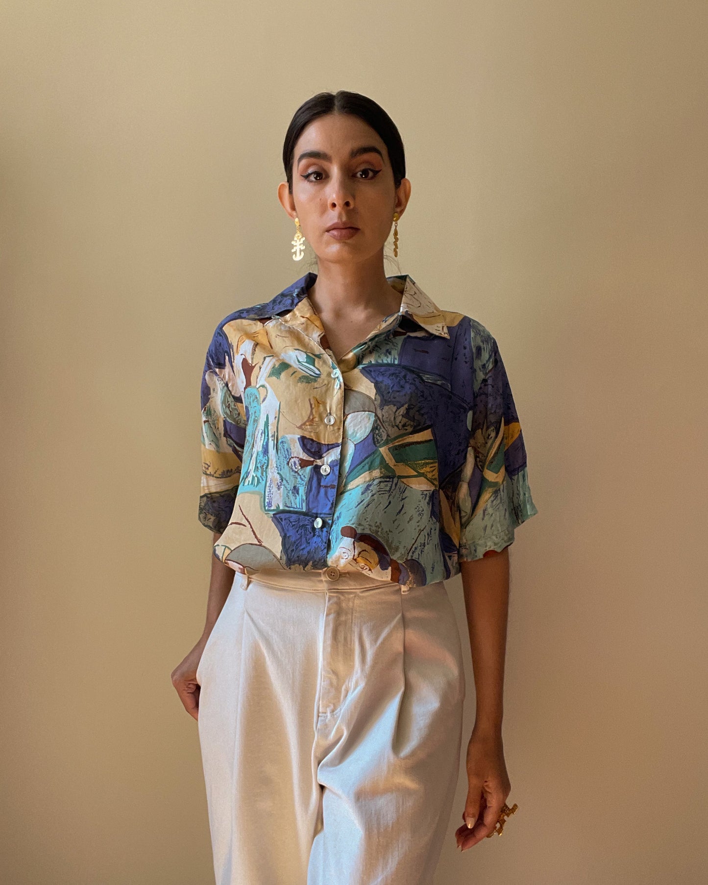 Vintage Silk Relaxed Fit Printed Blouse