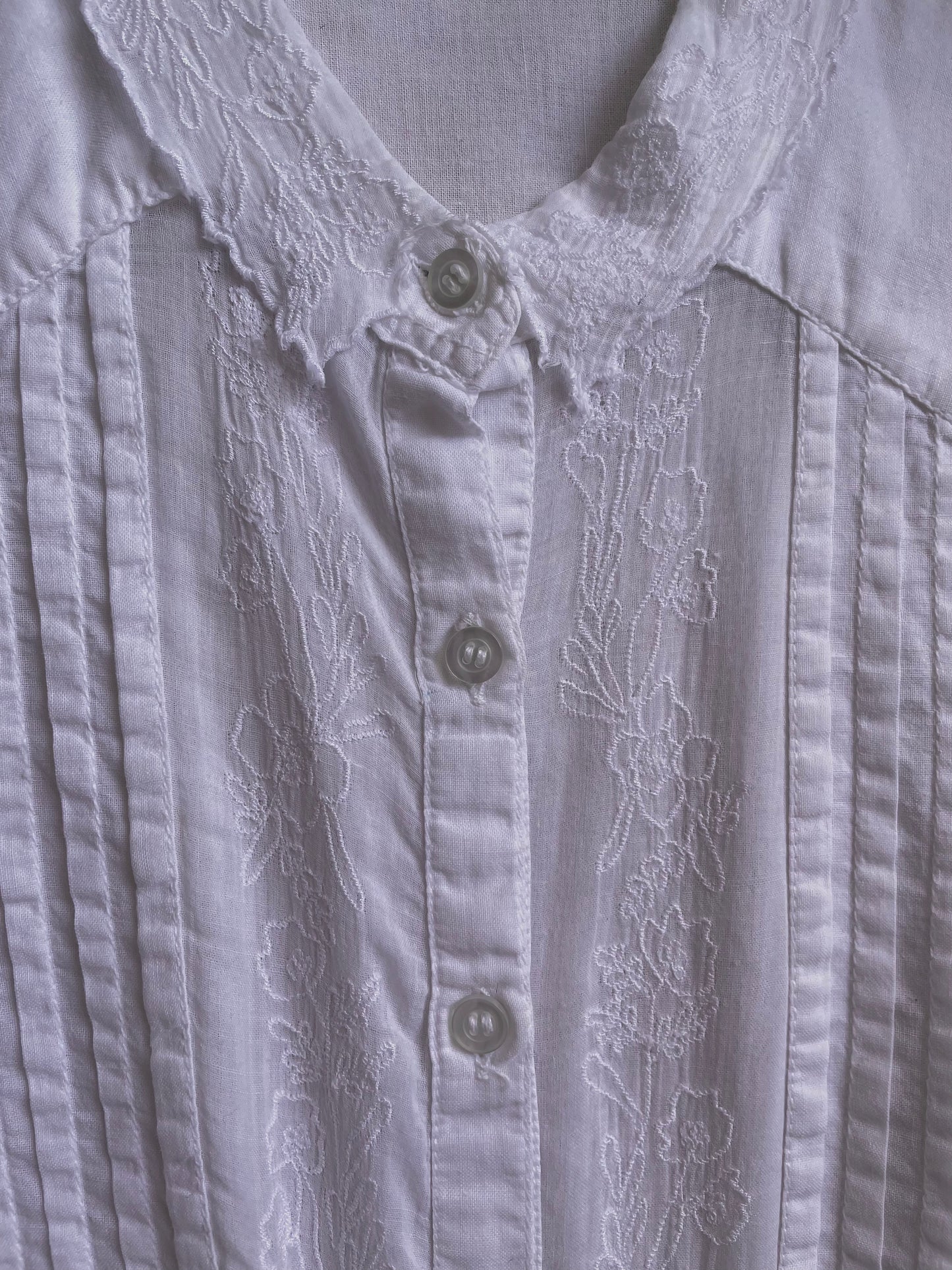 Beautiful Vintage Embroidered White Cotton Dress