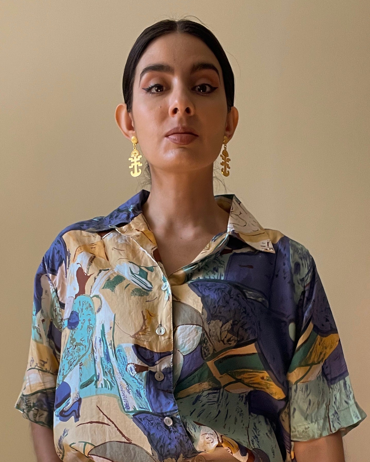 Artisanal Colombian Gold Plated Jaguar Earrings