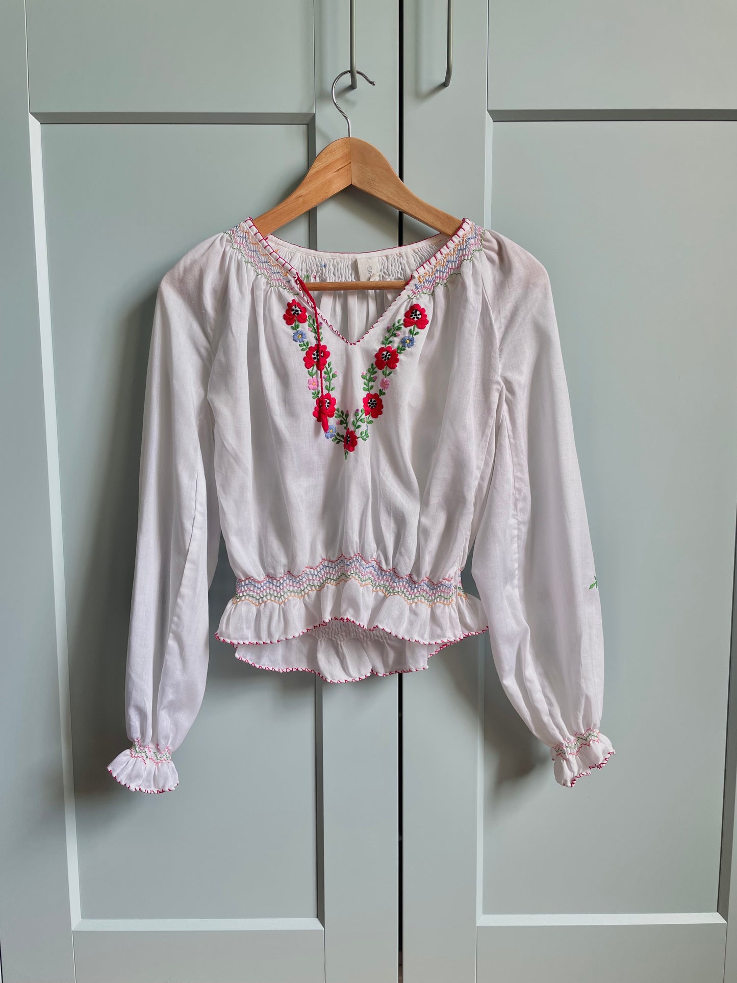 Vintage Floral Cotton Embroidered Blouse