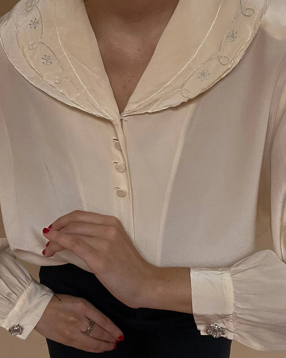 Vintage Silver Floral Metal Cufflinks